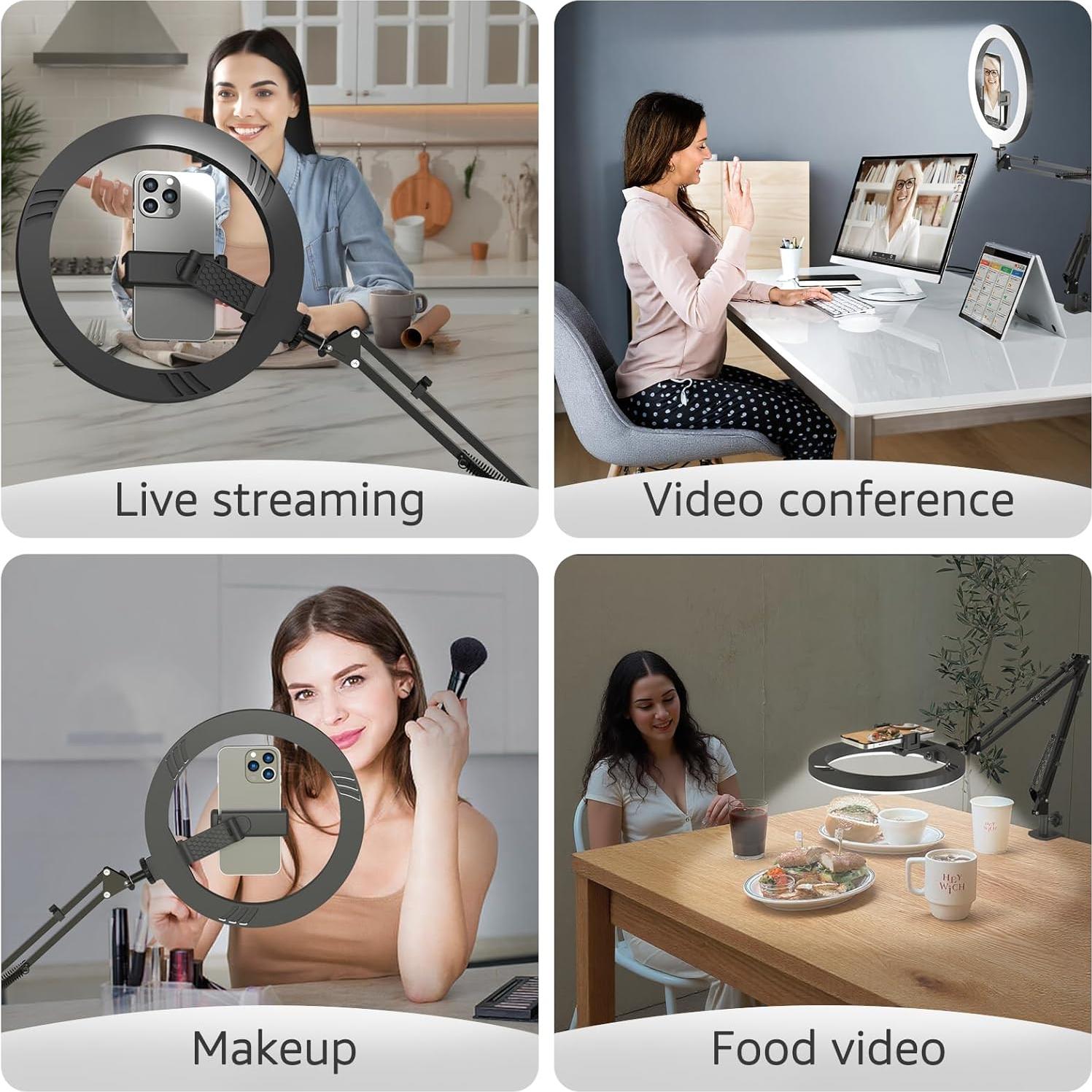 Luz de Anillo LED 10" FZYGRAVH con Soporte y Control Remoto