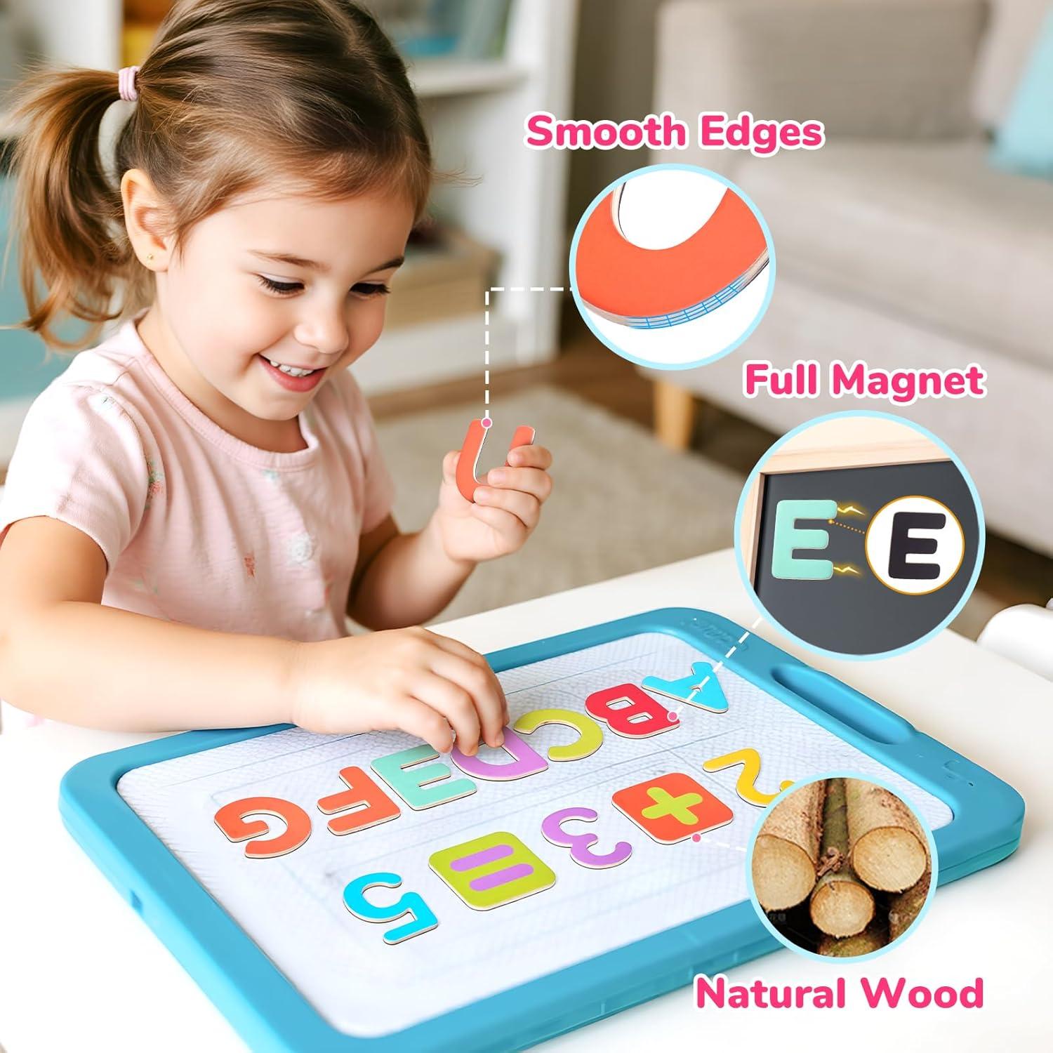 Letras y Números Magnéticos de Madera JoyCat - 63 Piezas