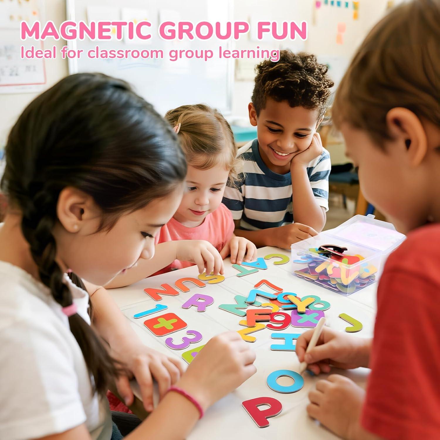 Letras y Números Magnéticos de Madera JoyCat - 63 Piezas