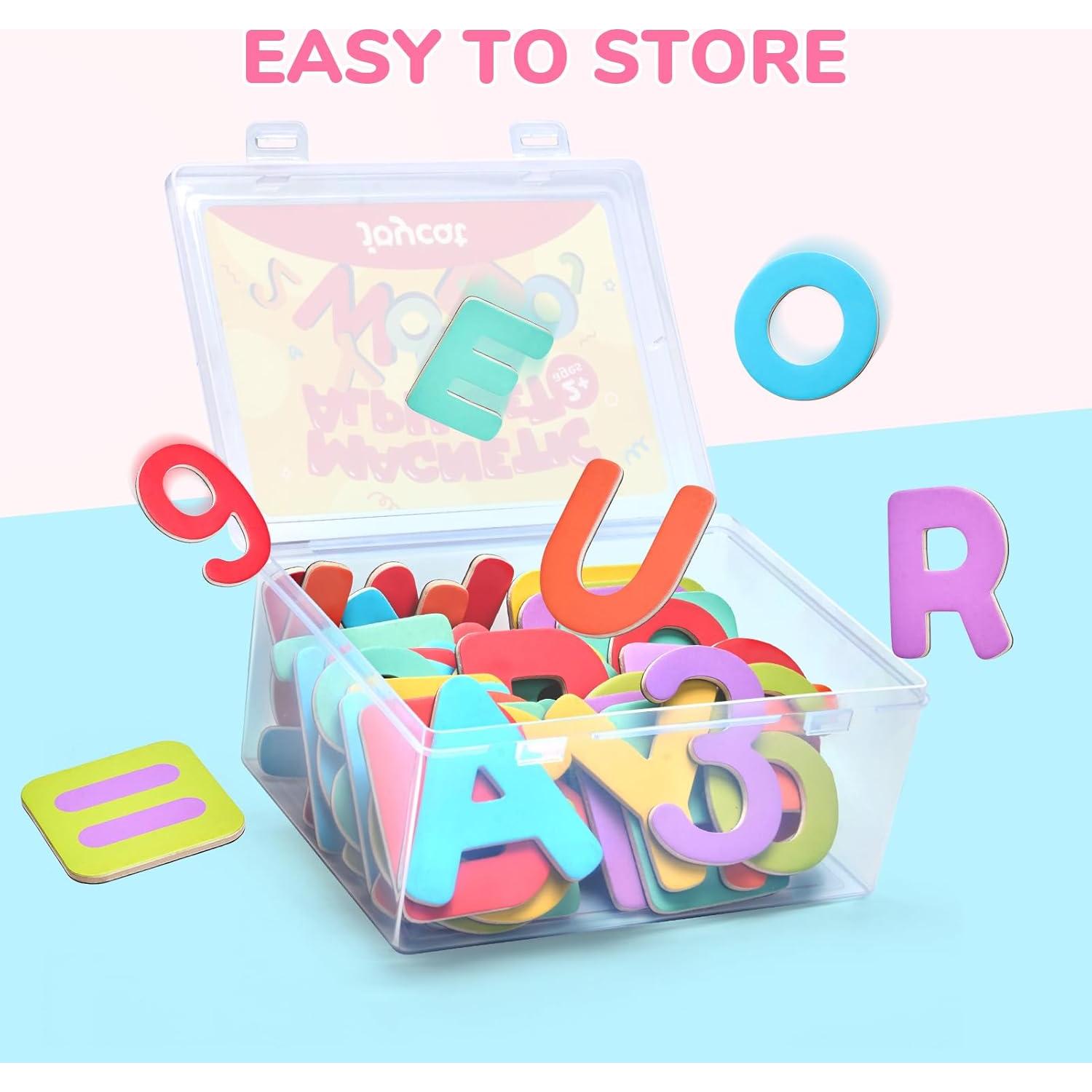 Letras y Números Magnéticos de Madera JoyCat - 63 Piezas