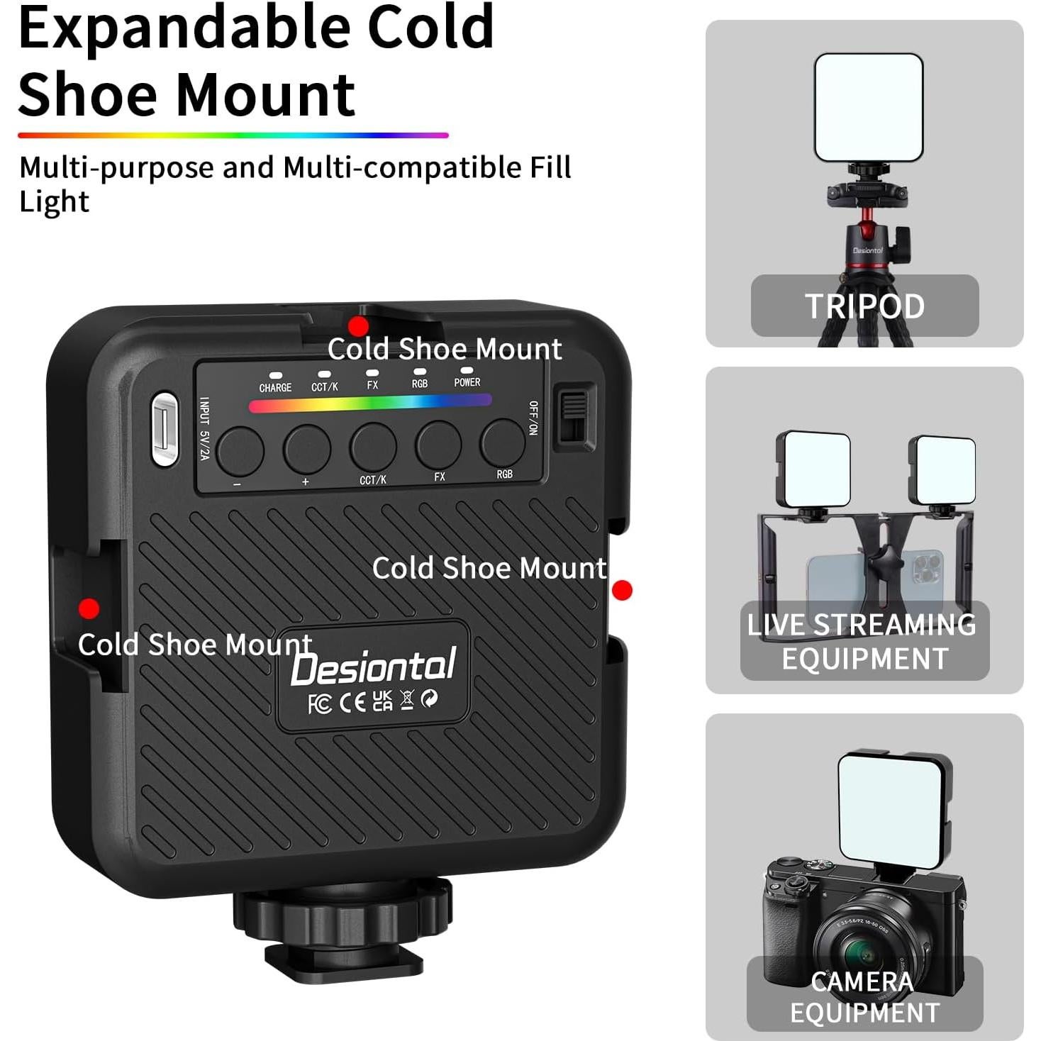 Luz LED RGB Portátil Desiontal X1-W 3000-6500K 70 Perlas