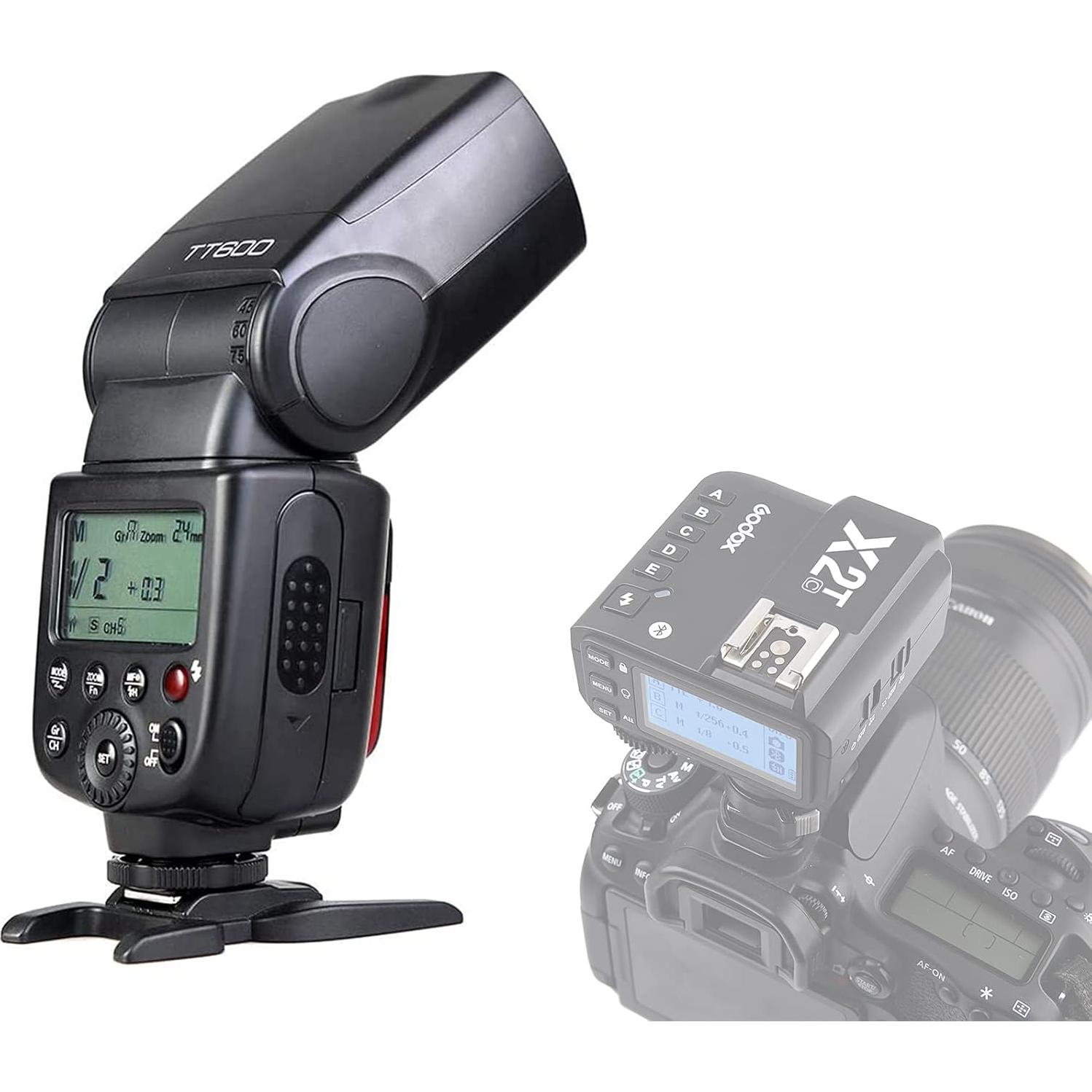 Flash Godox TT600 Inalámbrico 2.4G con Disparador X2T-C para Canon