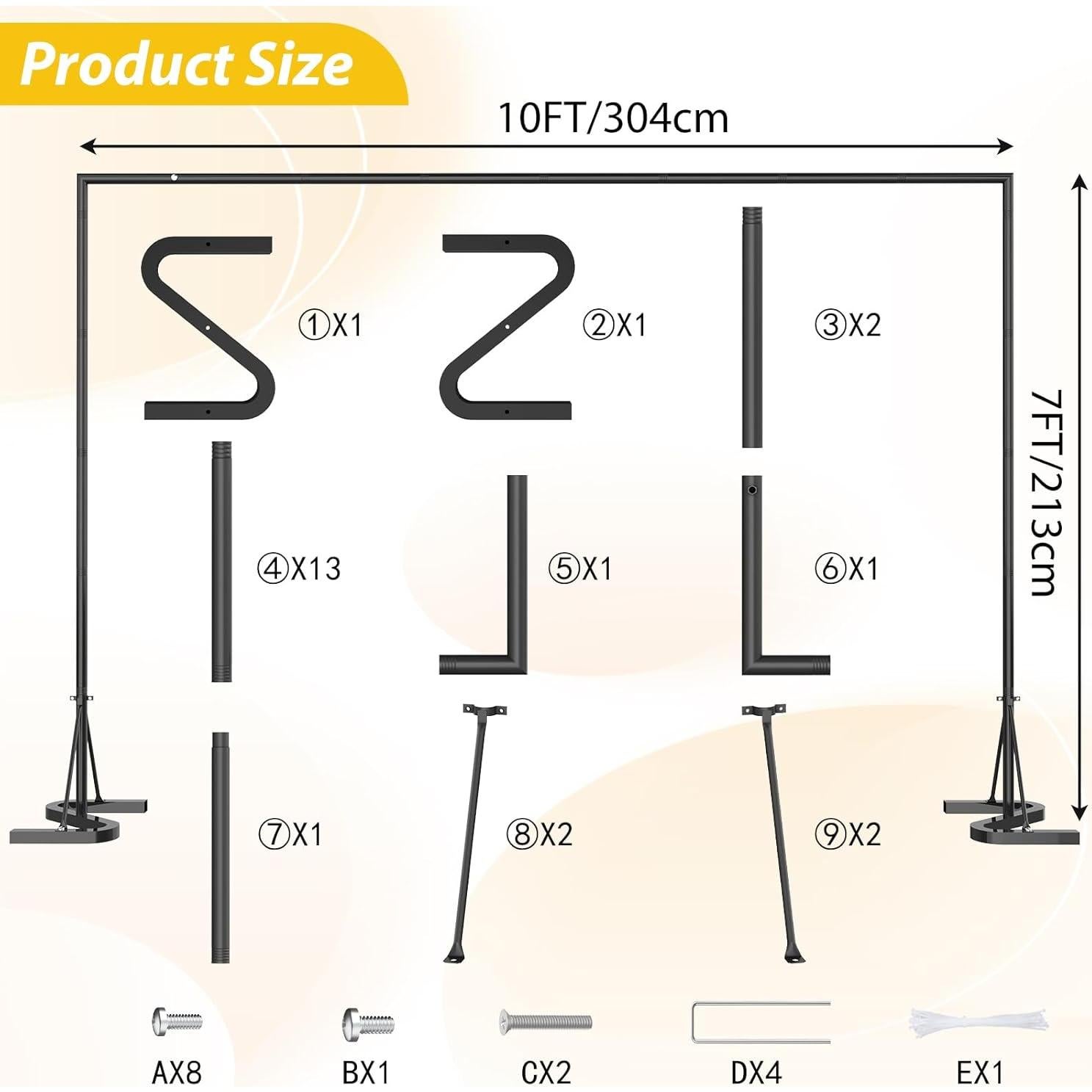 Soporte de Banner Ajustable HAITRAL Negro 3.04x2.13 m