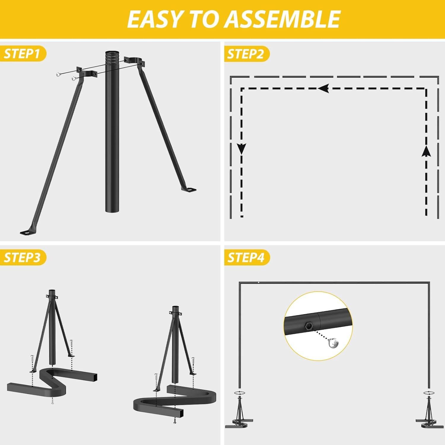 Soporte de Banner Ajustable HAITRAL Negro 3.04x2.13 m