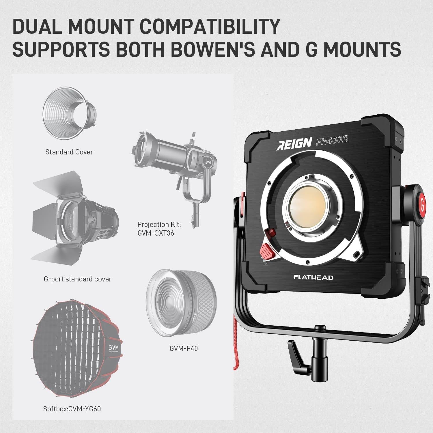 Luz de Video LED GVM FH400B Bi-Color 400W IP65 2700K-6800K