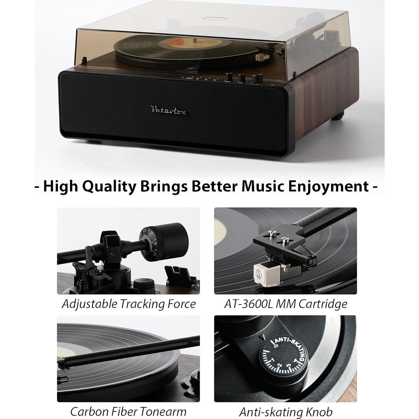 Reproductor de Vinilo VATAVION RP-221-W Bluetooth 33/45 RPM