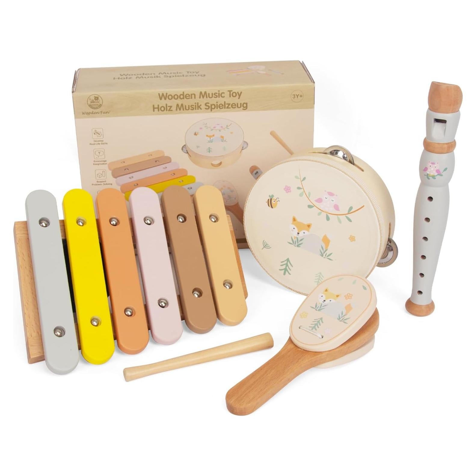 Juego de Instrumentos Musicales de Madera WOODENFUN para Niños