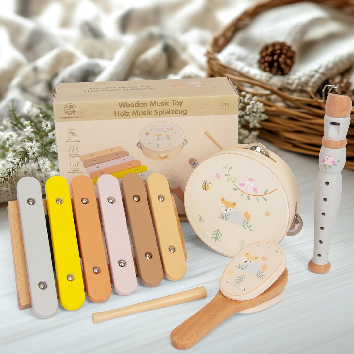 Juego de Instrumentos Musicales de Madera WOODENFUN para Niños