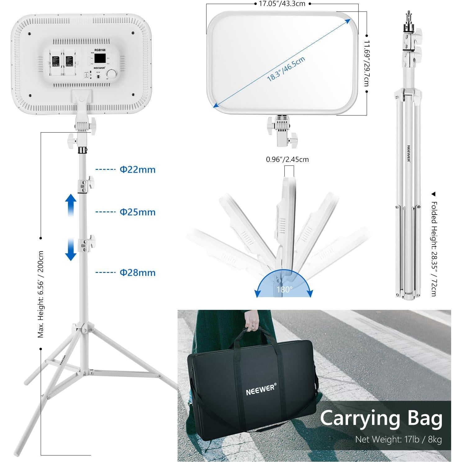 Panel de Luz LED RGB Neewer 60W 2500K-8500K 2 Piezas