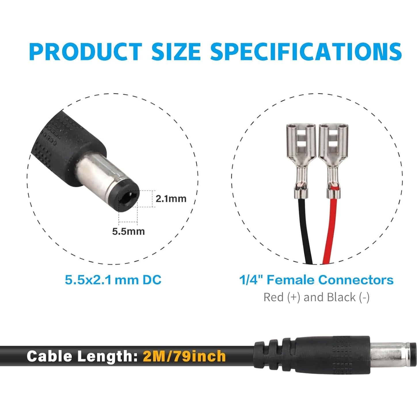 Cable USB C a DC 5.5mm JLY 2.00m Carga Rápida 65W