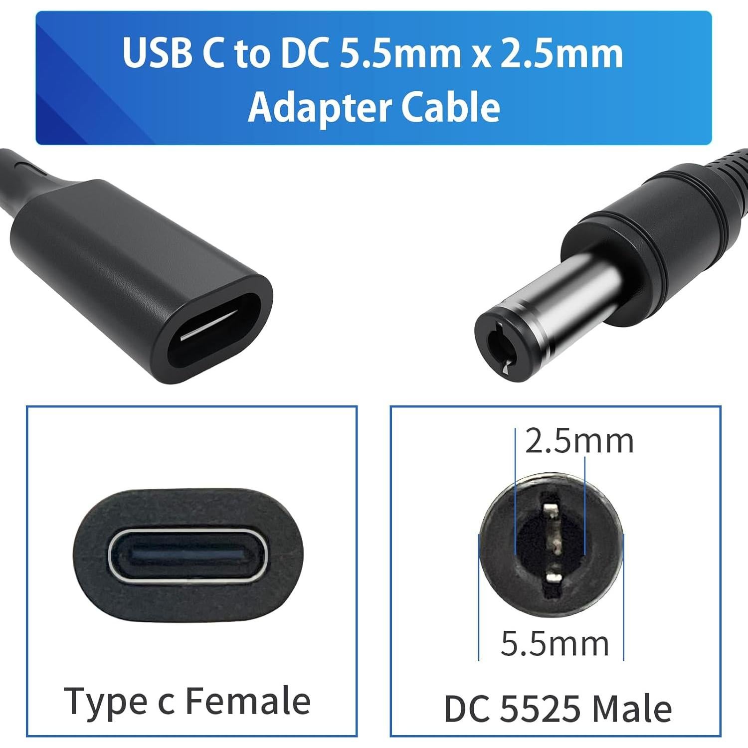 Adaptador USB C a 2.5mm DC 12V CYD - Paquete de 2