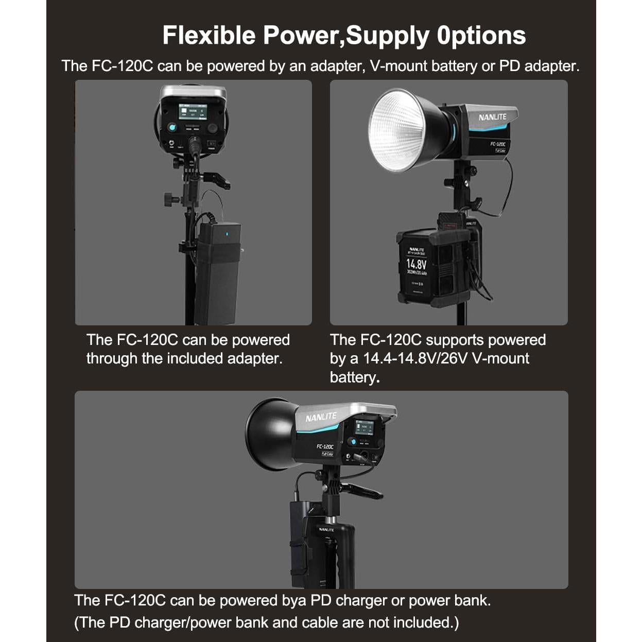 Foco LED RGB Nanlite FC-120C 12850Lux 2700K-7500K