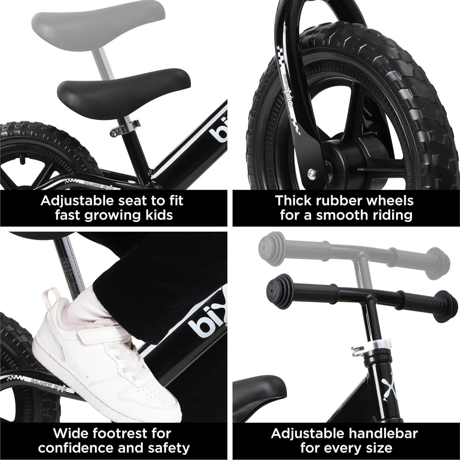 Bicicleta de Equilibrio Bixe Negra 24 cm para Niños 3-5 Años