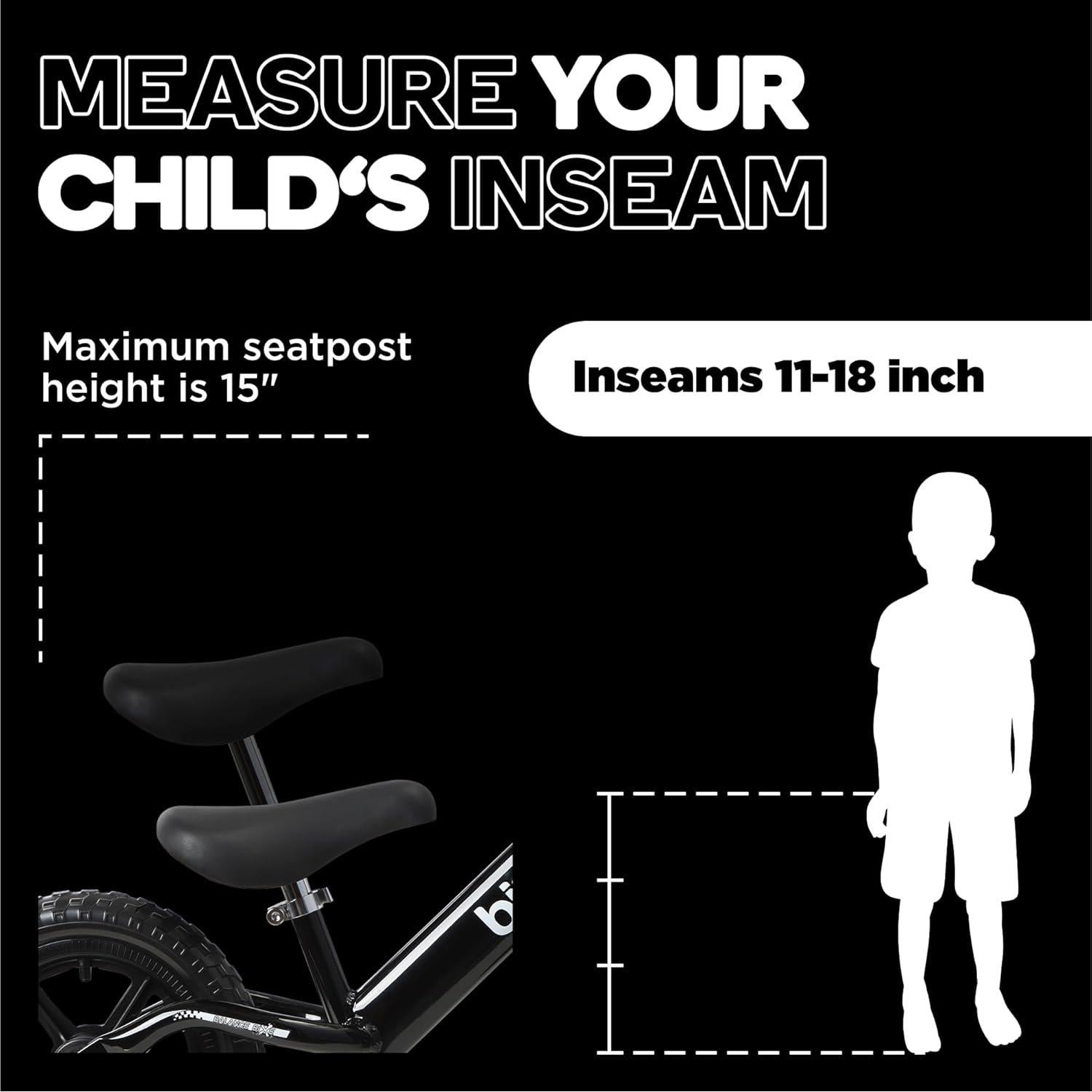 Bicicleta de Equilibrio Bixe Negra 24 cm para Niños 3-5 Años