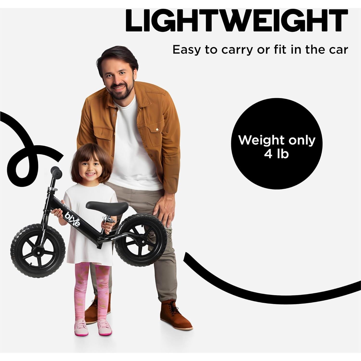 Bicicleta de Equilibrio Bixe Negra 24 cm para Niños 3-5 Años