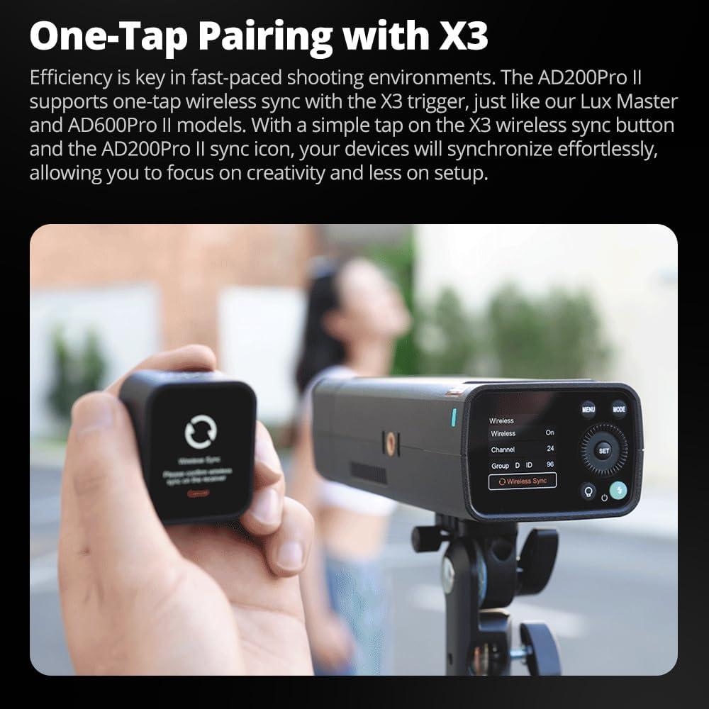 Flash Estroboscópico Godox AD200Pro II 200Ws Inalámbrico