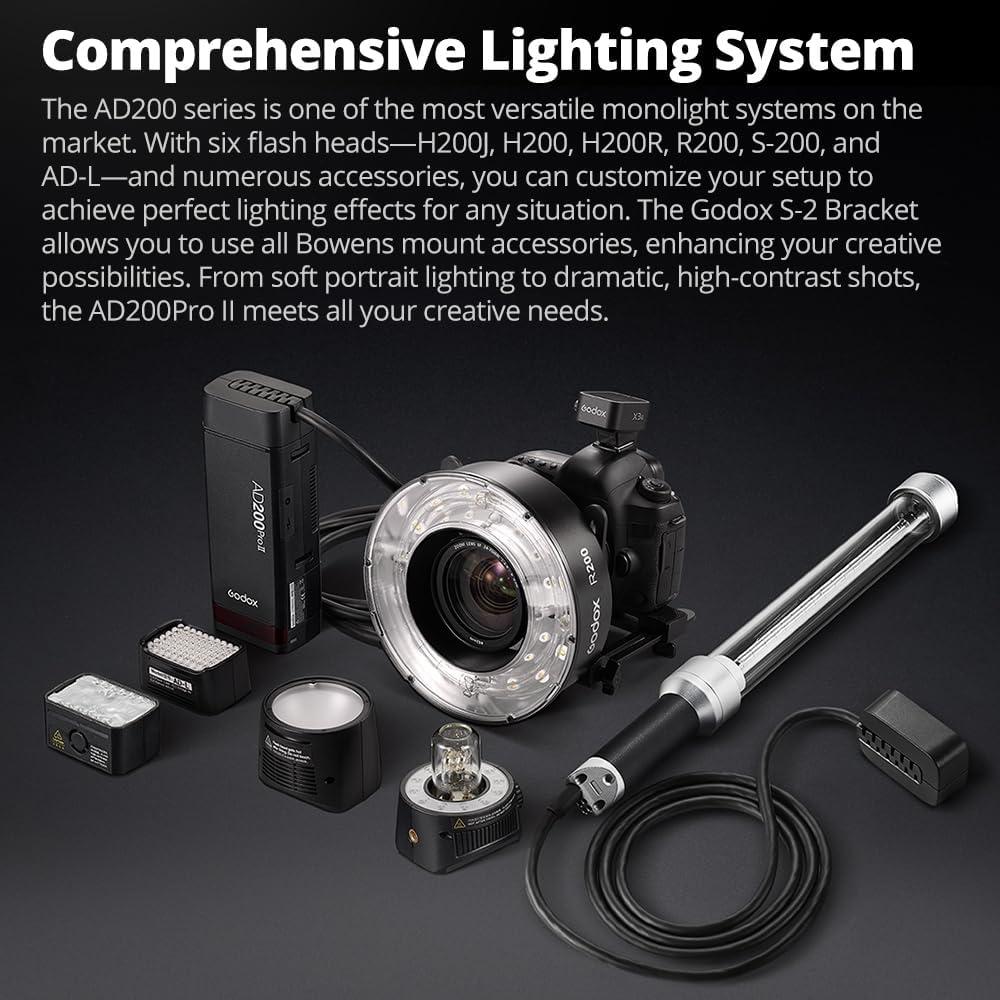 Flash Estroboscópico Godox AD200Pro II 200Ws Inalámbrico