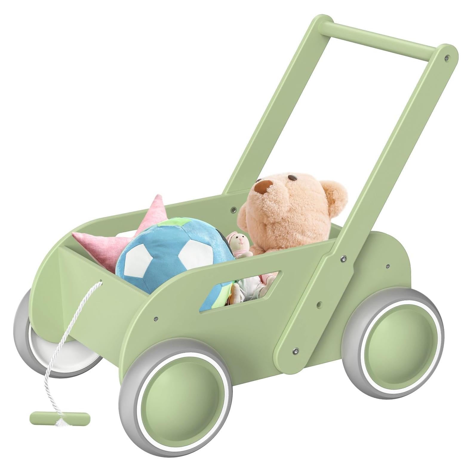 Andador de Madera para Bebés HOMEKOL Verde Natural - Multifuncional