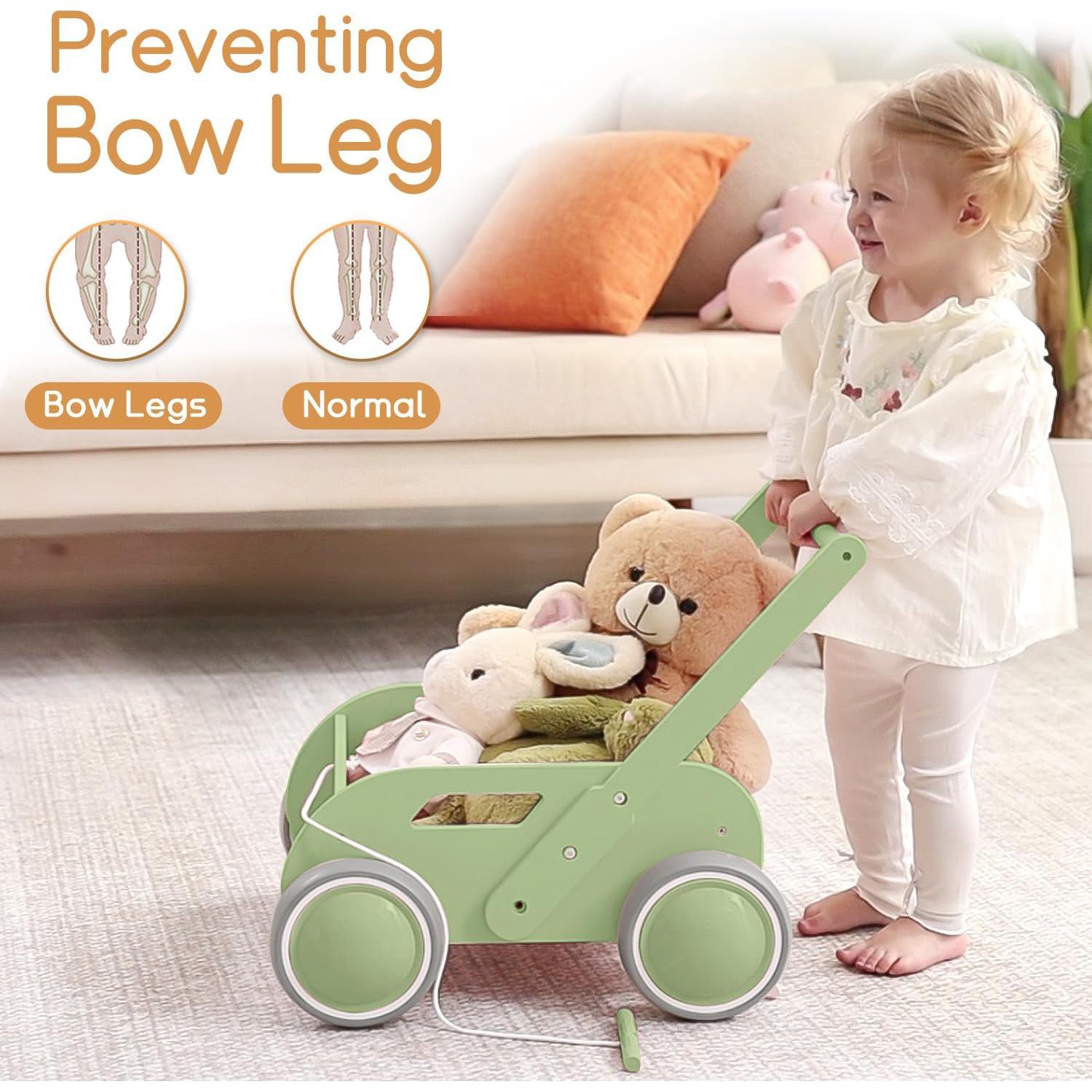 Andador de Madera para Bebés HOMEKOL Verde Natural - Multifuncional