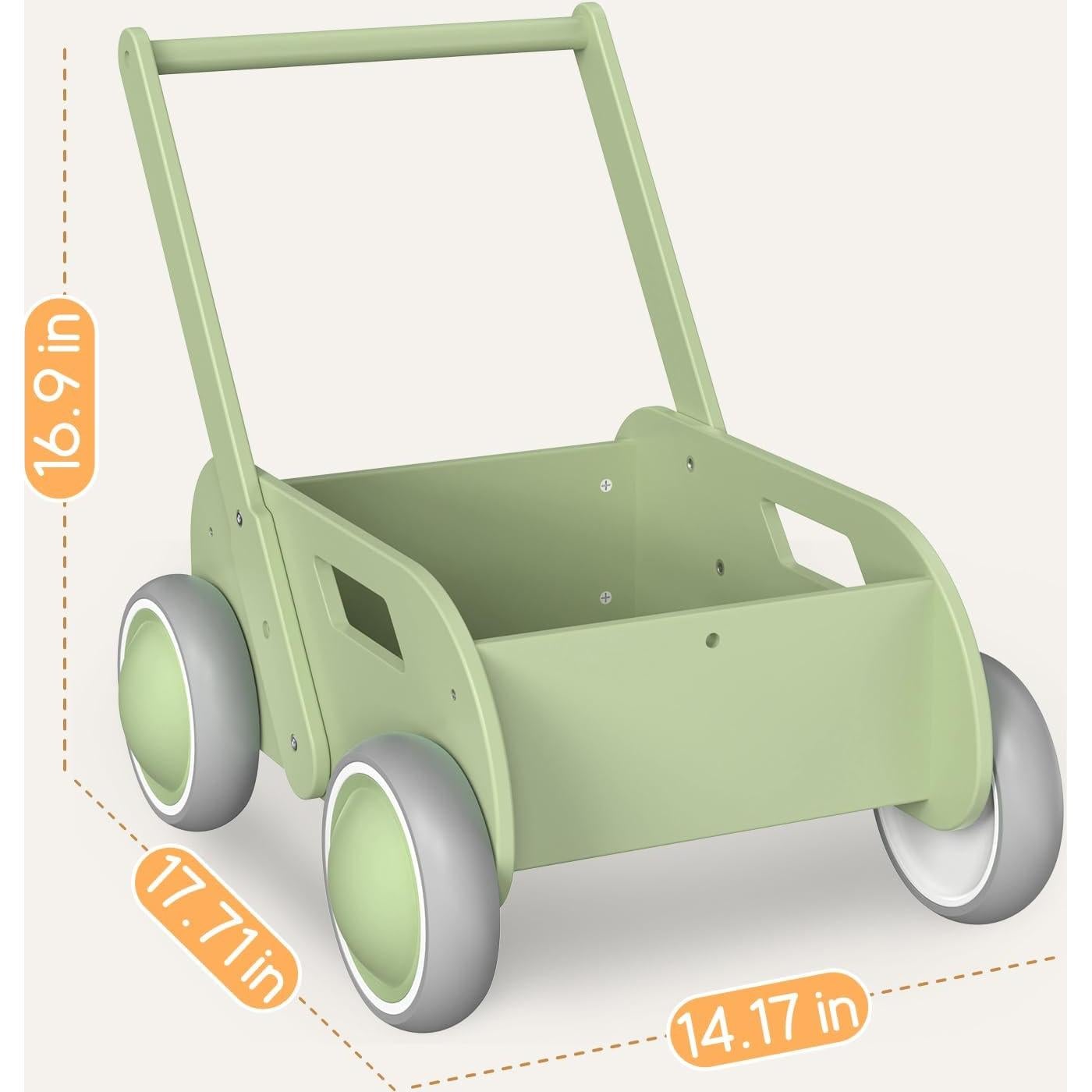 Andador de Madera para Bebés HOMEKOL Verde Natural - Multifuncional