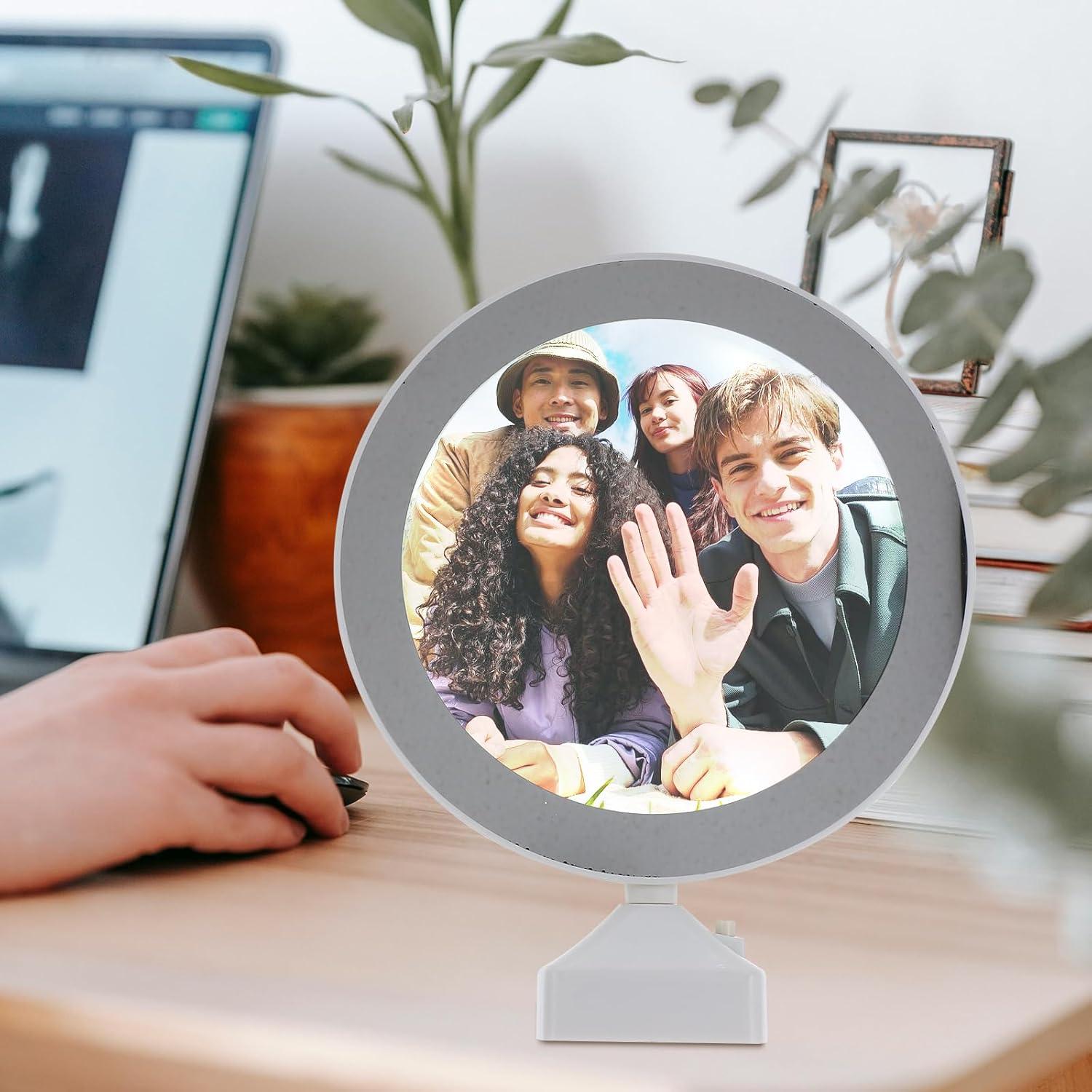 Marco de Foto Digital FAVOMOTO 3 en 1 LED Espejo 25x20cm