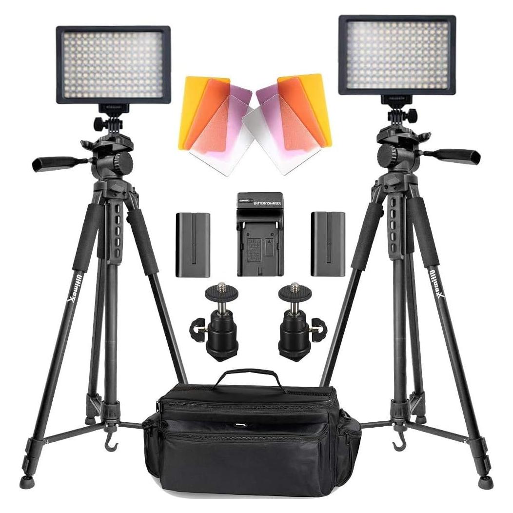 Kit de Luz de Video LED Ultimaxx 160 con Trípodes y Baterías