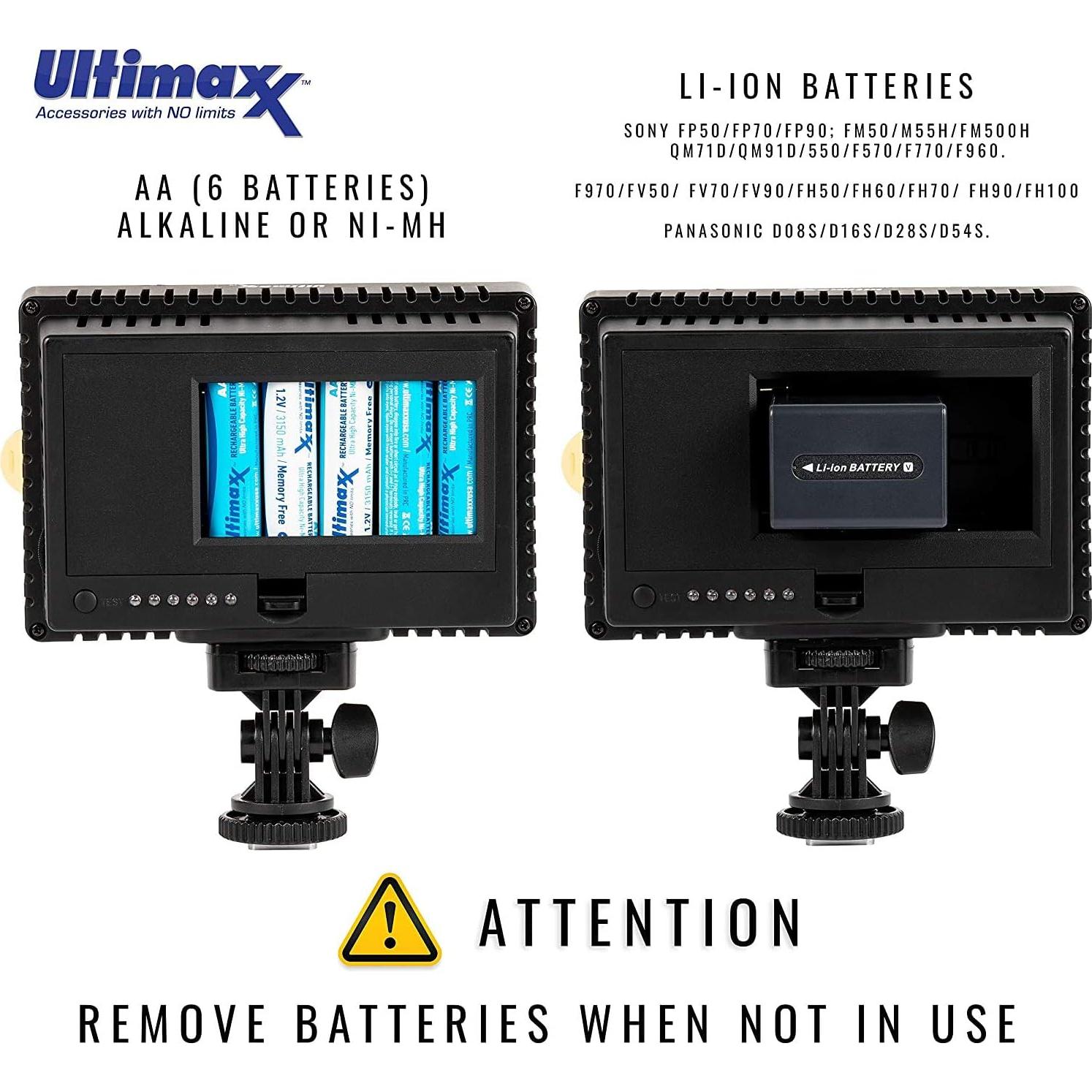Kit de Luz de Video LED Ultimaxx 160 con Trípodes y Baterías
