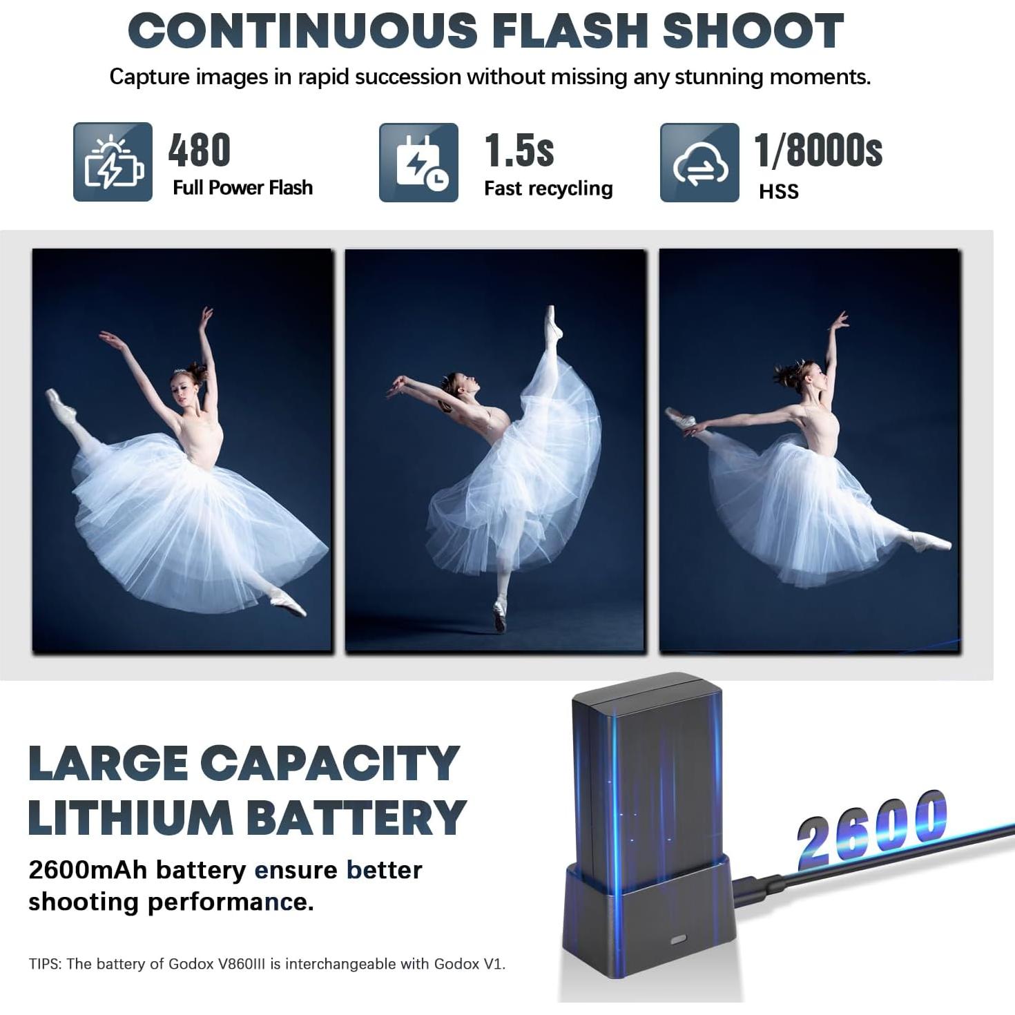 Flash Godox V860III-N para Nikon, TTL HSS 1.5s, 2600mAh