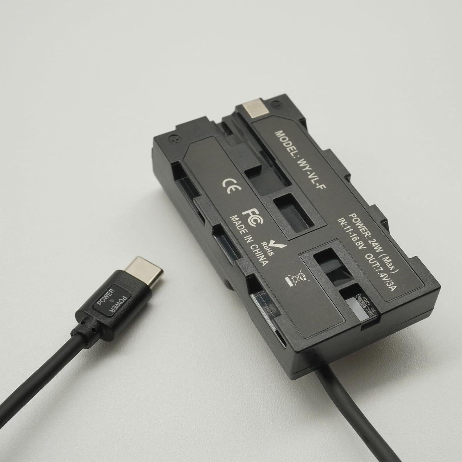 Cable de Alimentación USB-C PD a Batería Simulada NP-F550 100cm