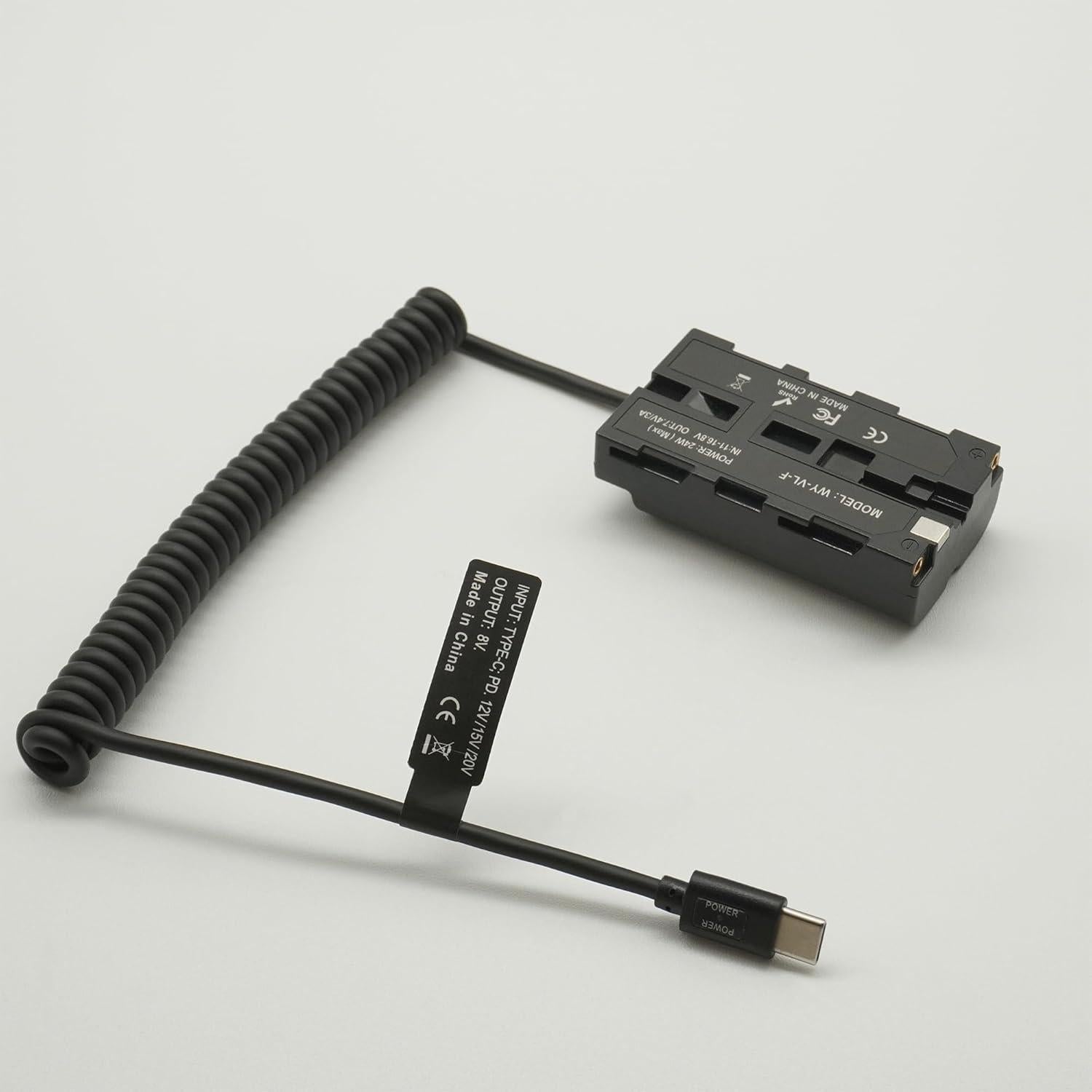 Cable de Alimentación USB-C PD a Batería Simulada NP-F550 100cm