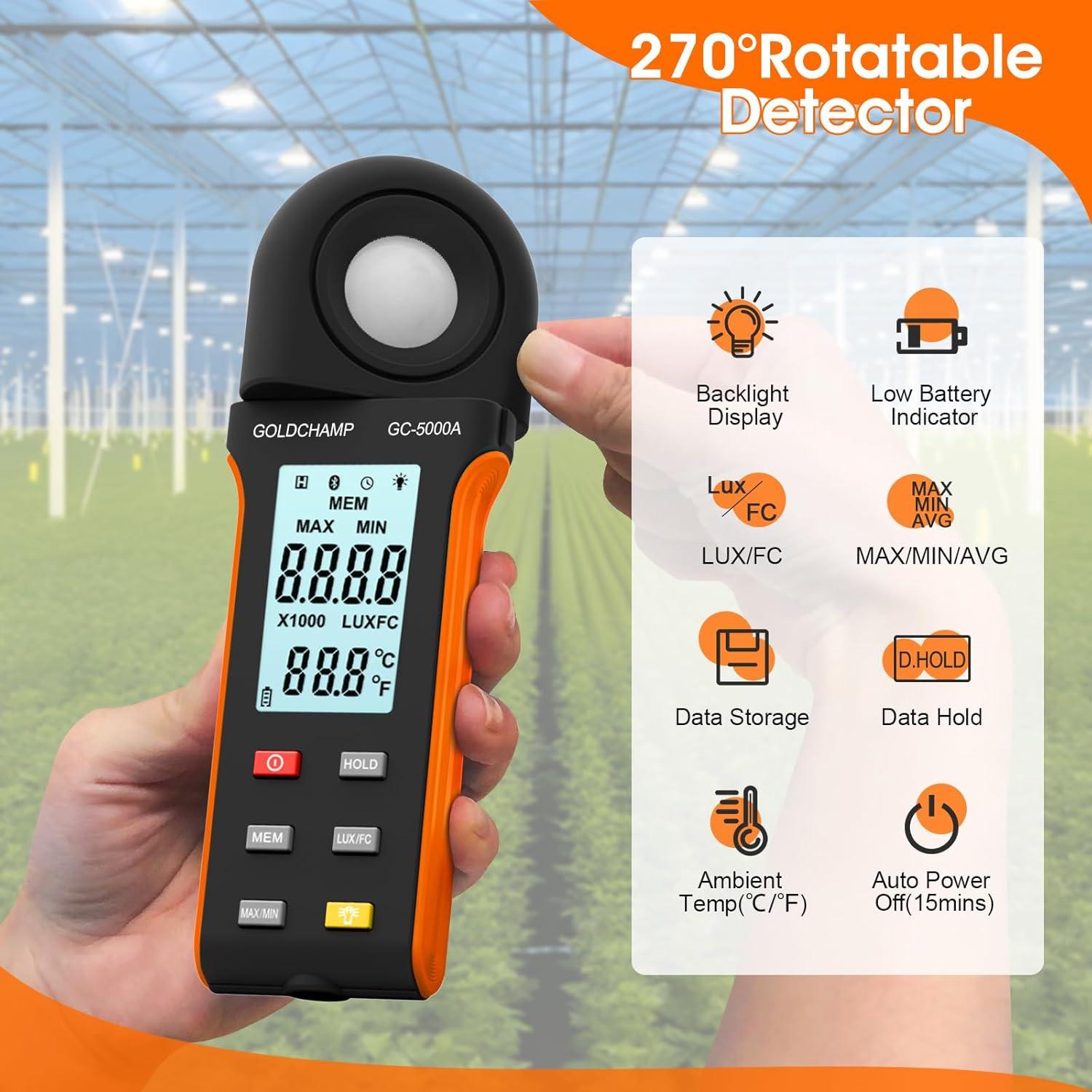 Medidor Digital de Iluminancia GOLDCHAMP GC-5000A 400,000 Lux