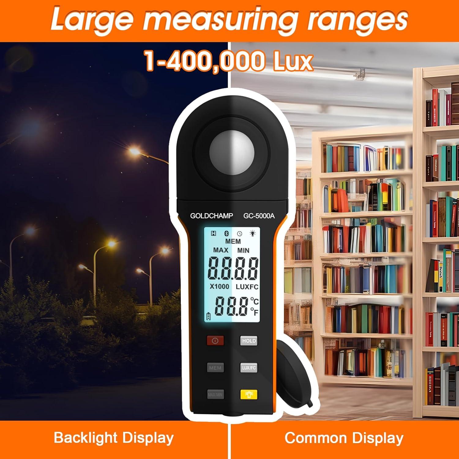 Medidor Digital de Iluminancia GOLDCHAMP GC-5000A 400,000 Lux