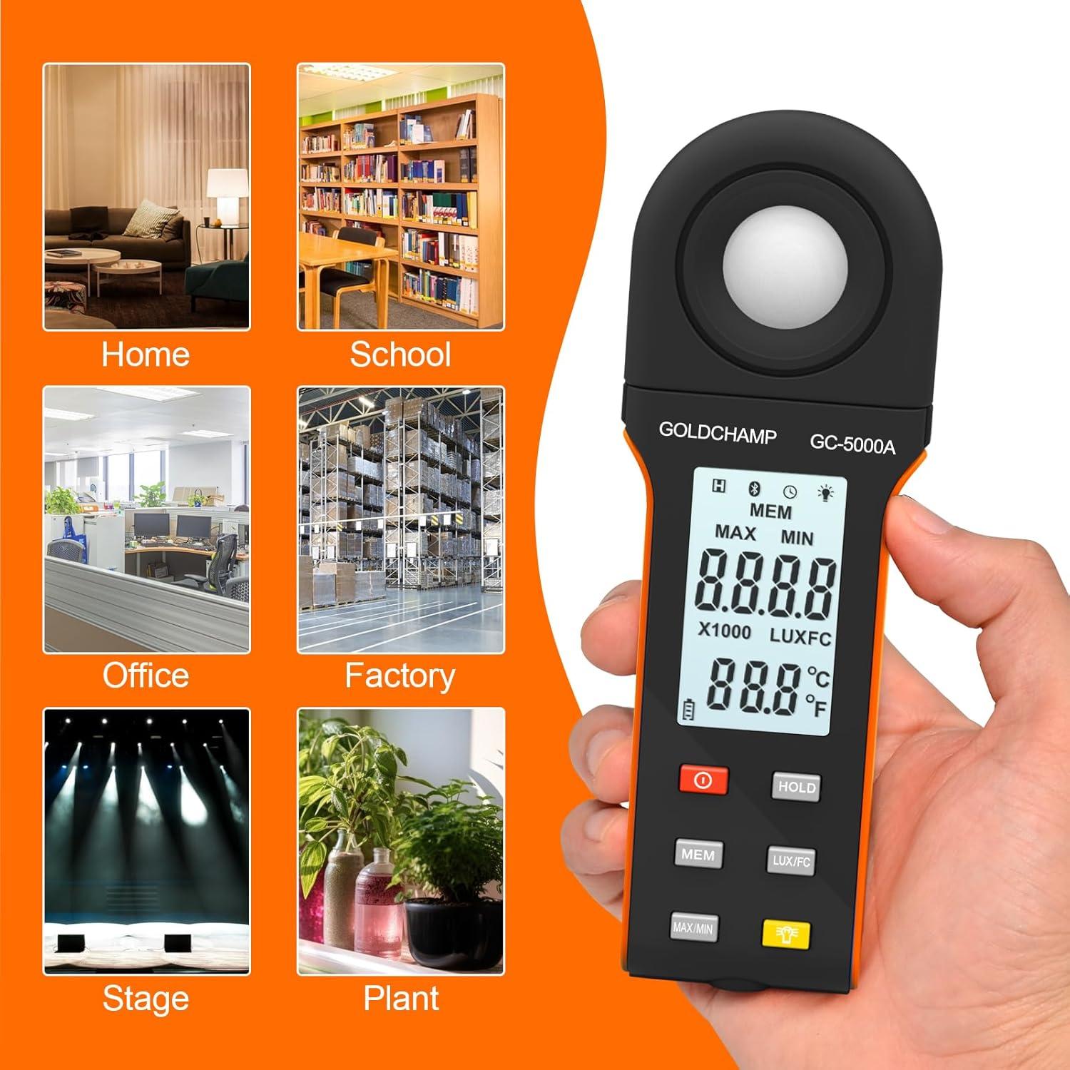 Medidor Digital de Iluminancia GOLDCHAMP GC-5000A 400,000 Lux