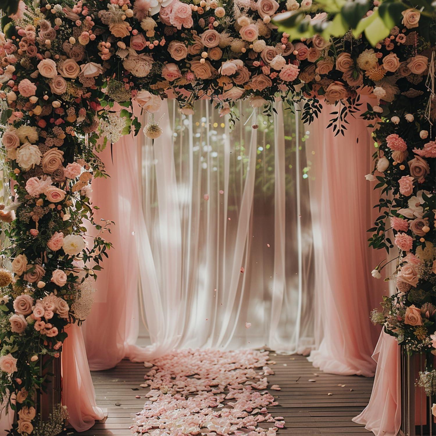 Cortina de fondo de gasa rosa claro 2 paneles 304.8x152.4cm TOAOFY