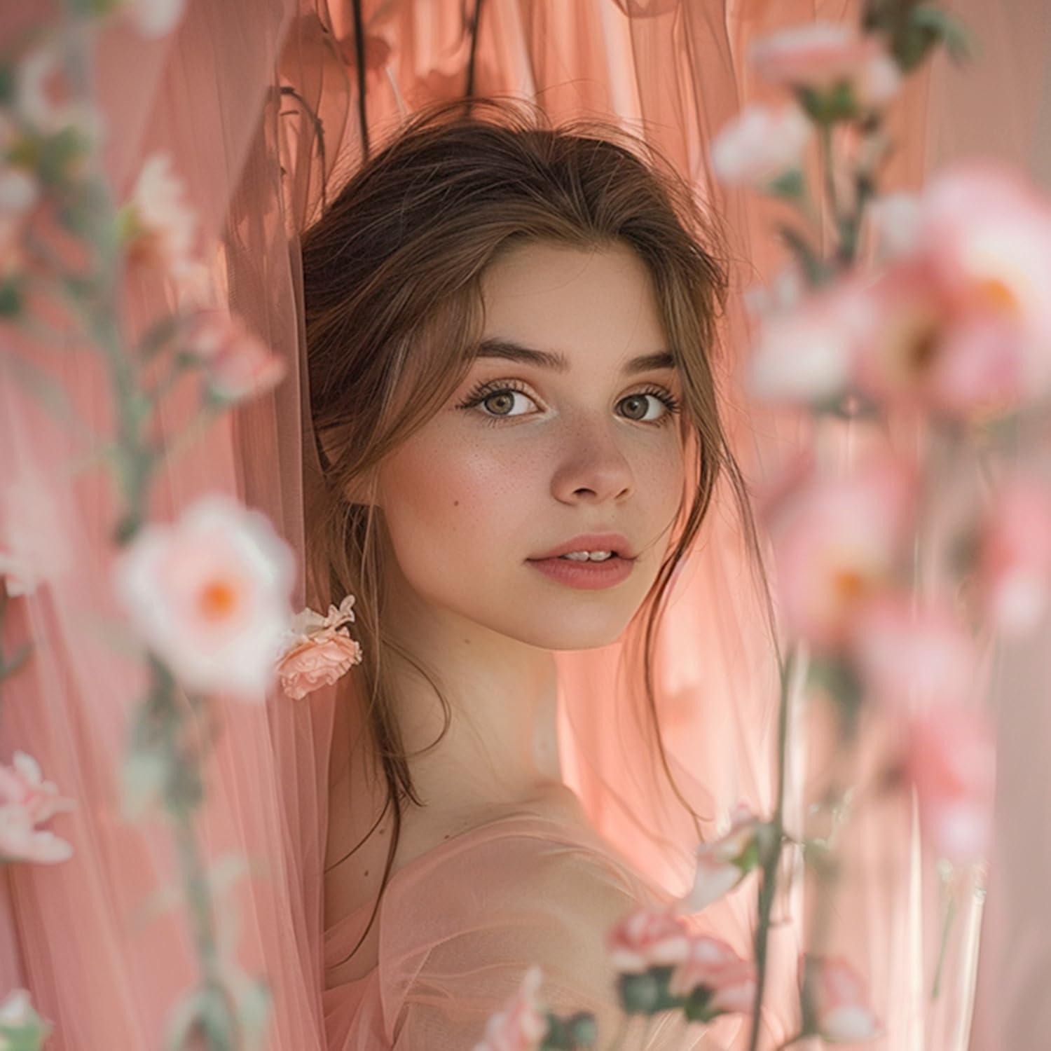 Cortina de fondo de gasa rosa claro 2 paneles 304.8x152.4cm TOAOFY