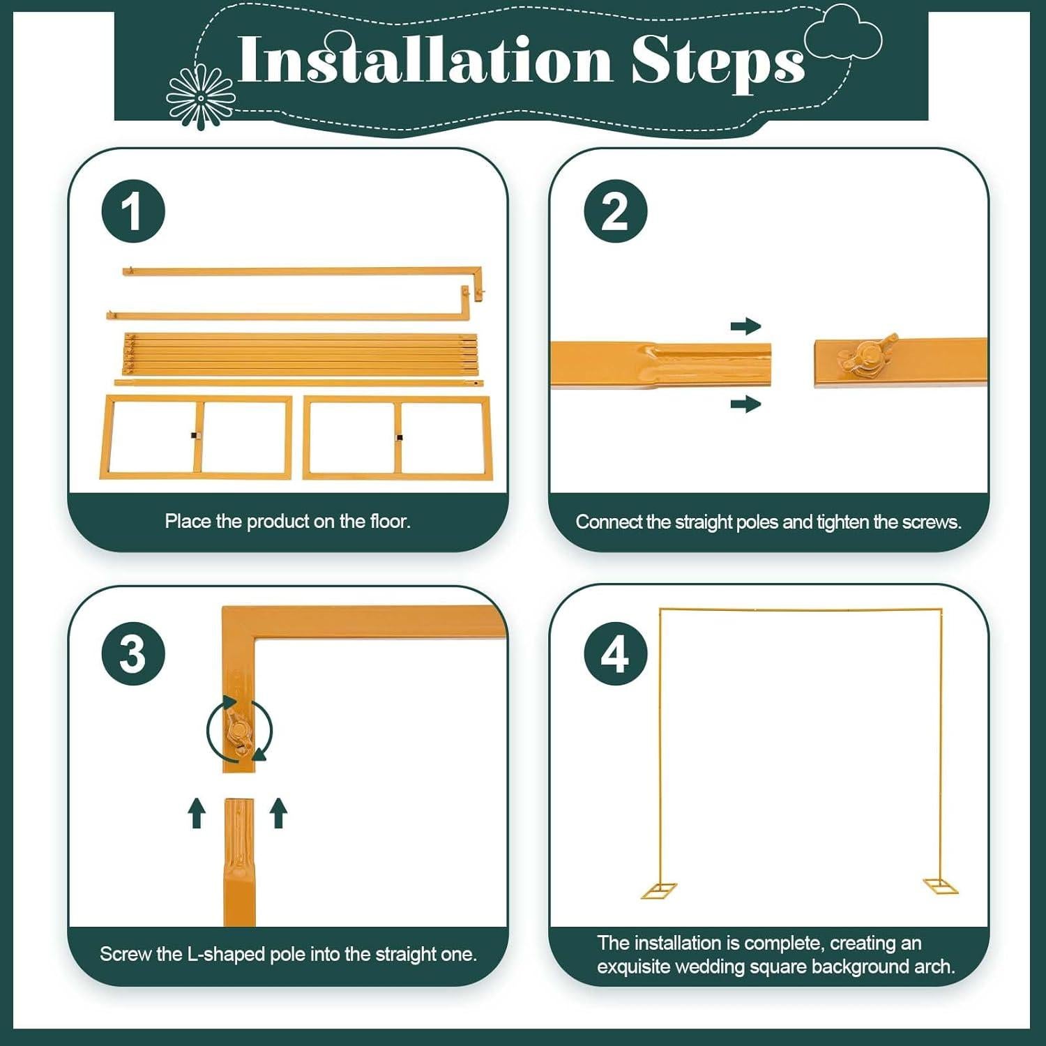 Soporte de Arco de Boda Ajustable Ficwzw 3m x 3m Amarillo Mostaza