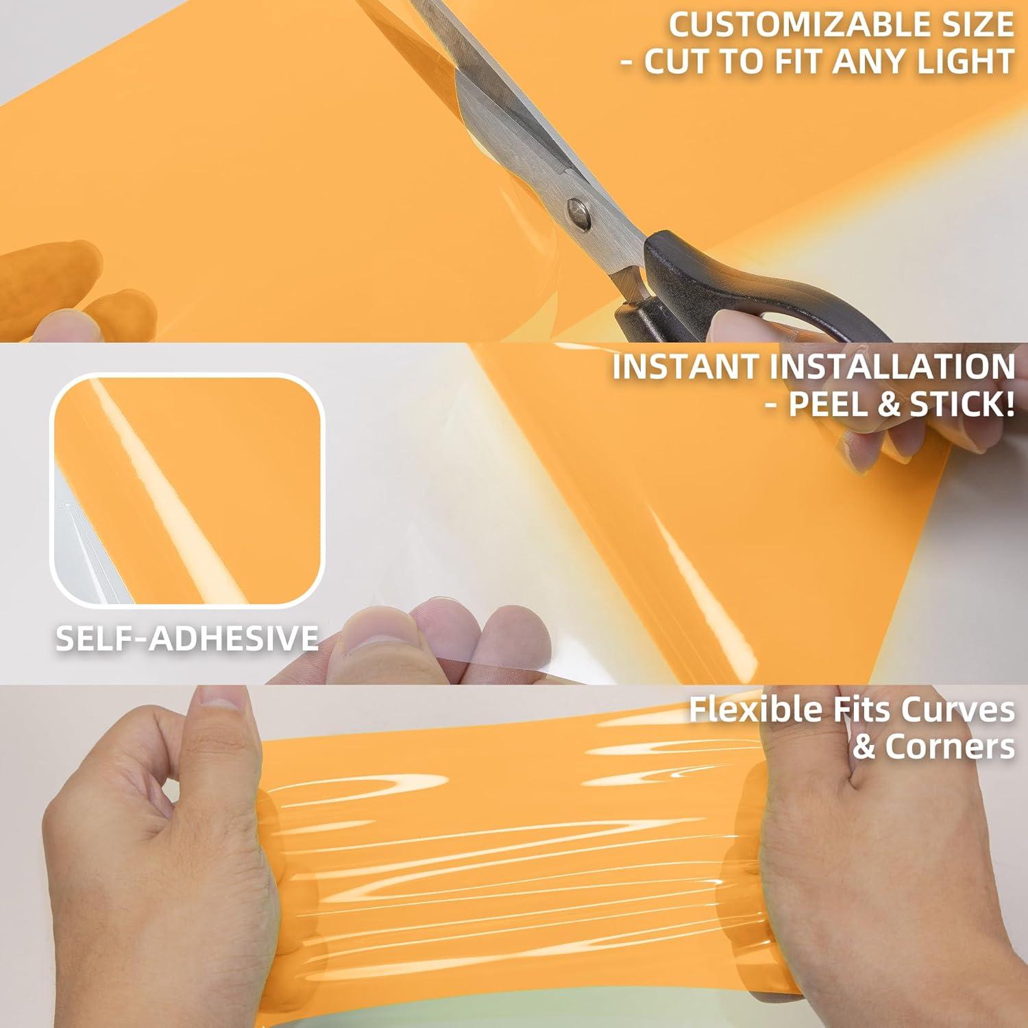 Filtros de Luz Lypumso Naranja 10.16cm x 6.1m Vinilo Autoadhesivo