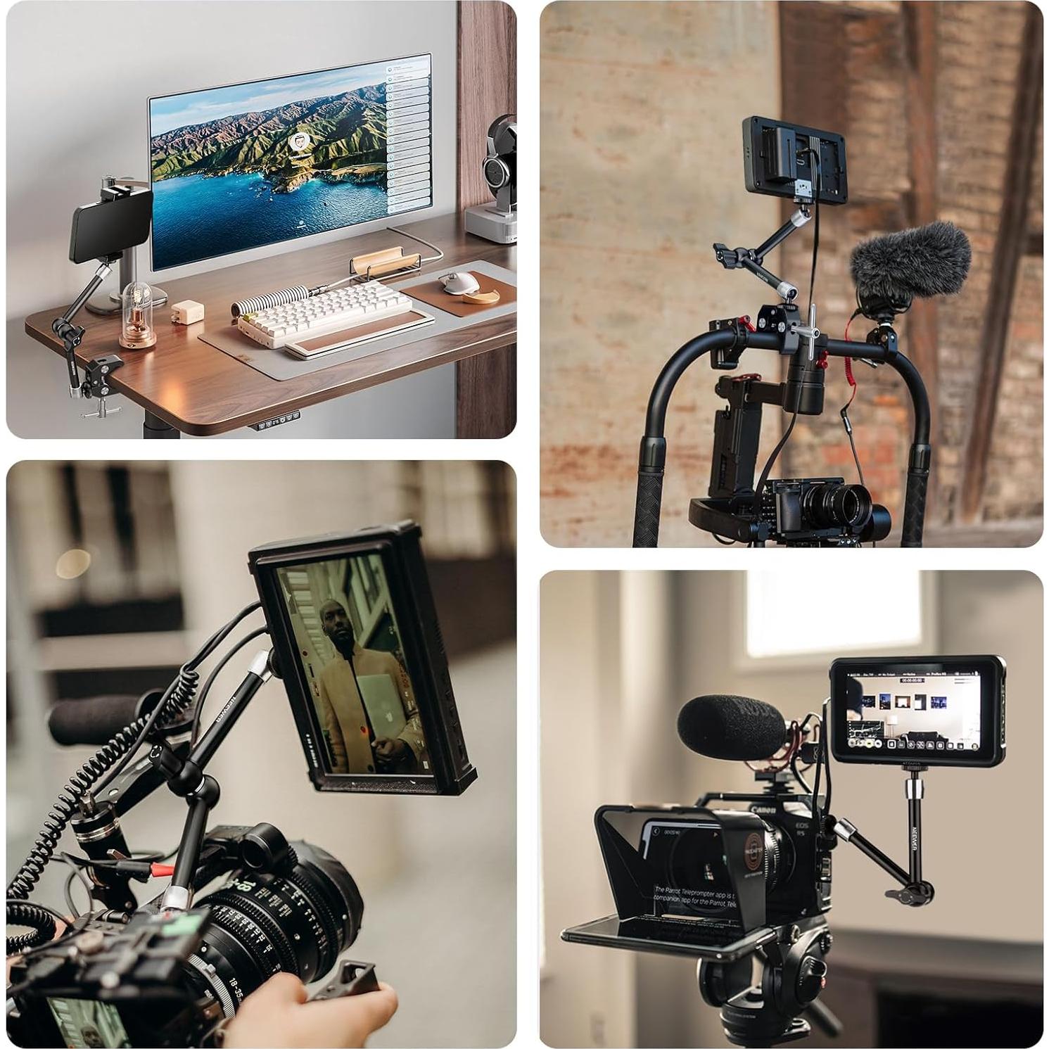 Brazo Mágico Ajustable NEEWER 25cm con Super Clamp y Tornillos