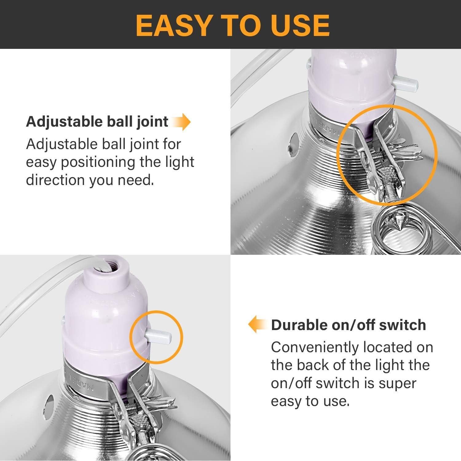 Lámpara de Abrazadera Simple Deluxe 150W Reflector Aluminio 22cm