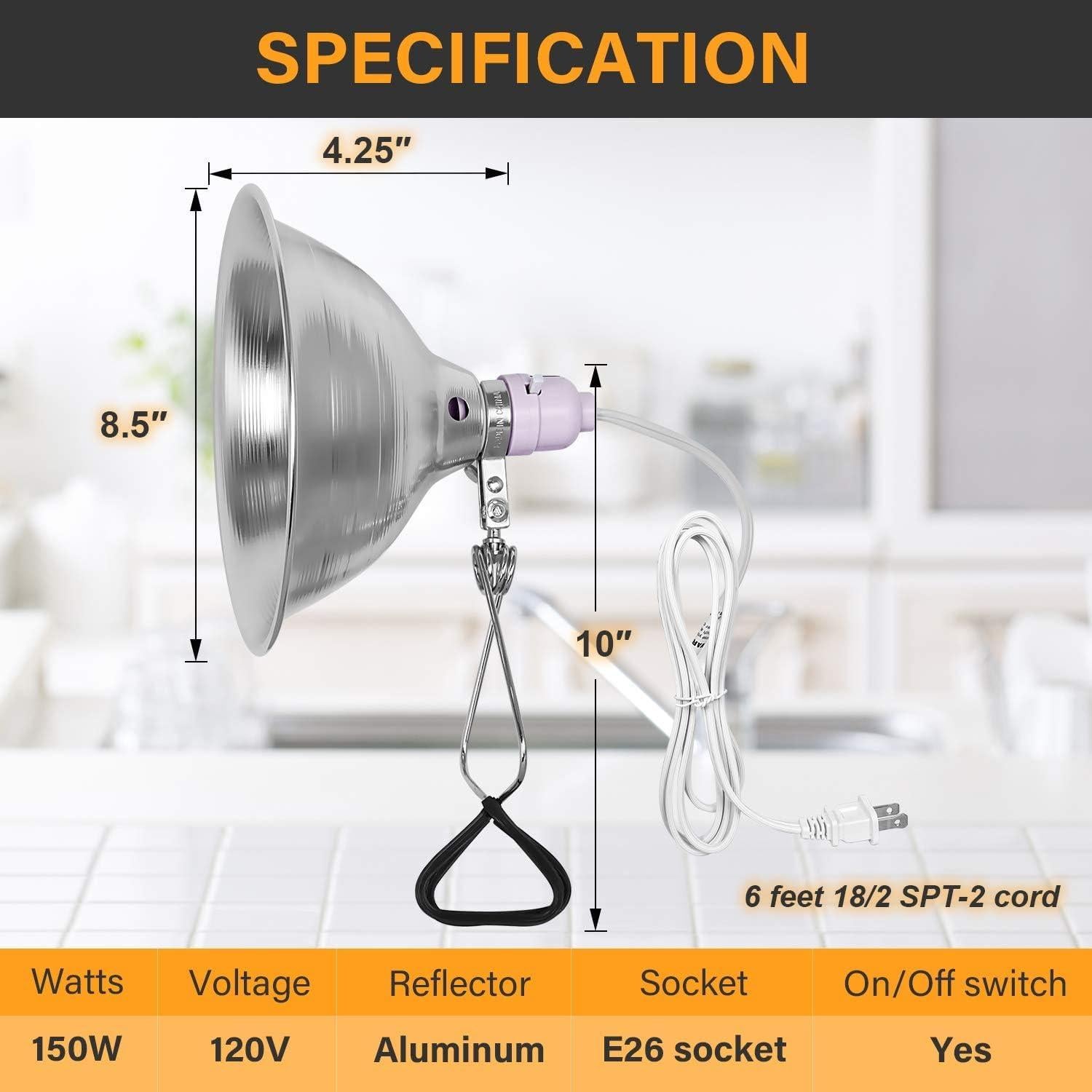 Lámpara de Abrazadera Simple Deluxe 150W Reflector Aluminio 22cm