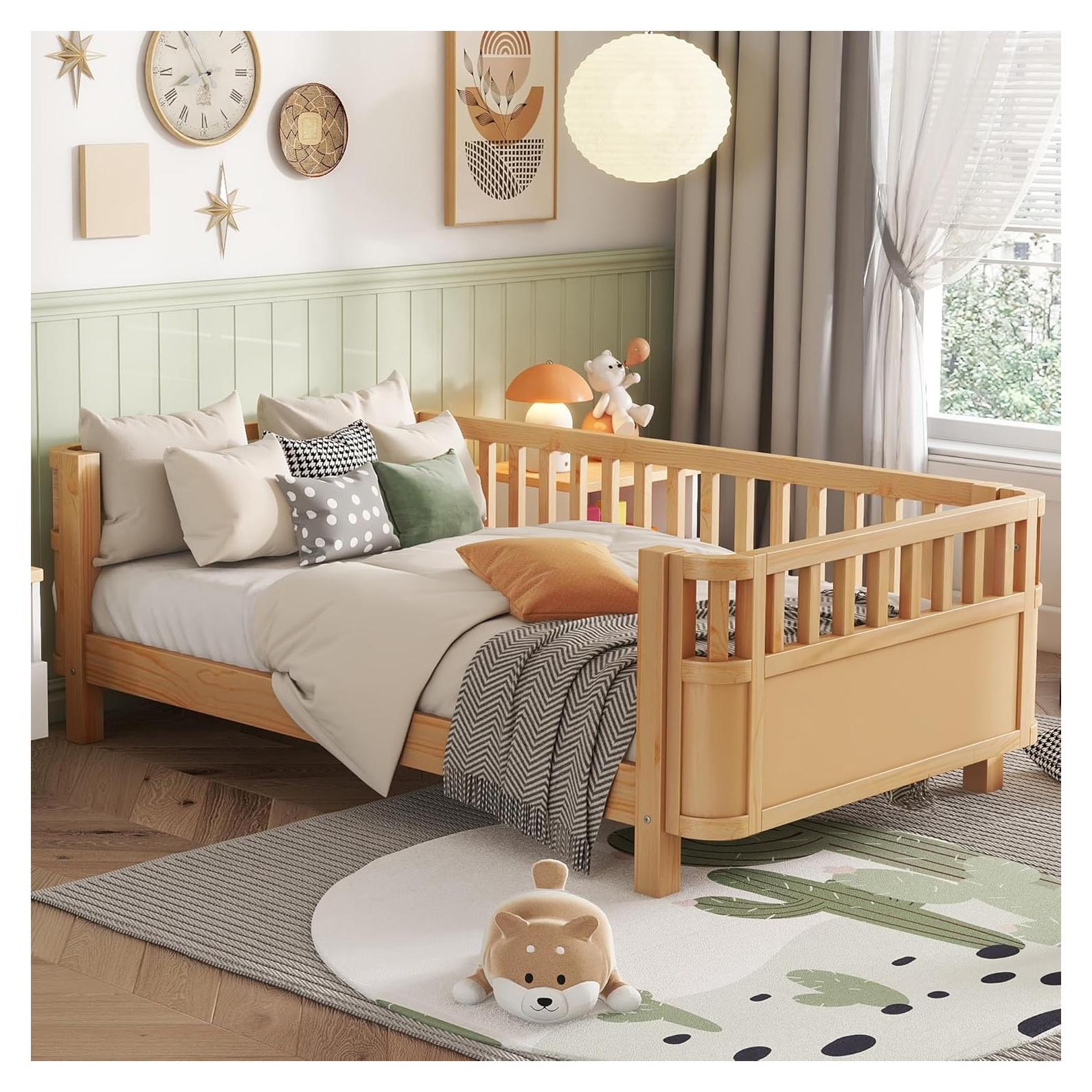 Cama Plataforma Gemela Aurnienofus con Barandillas Desmontables