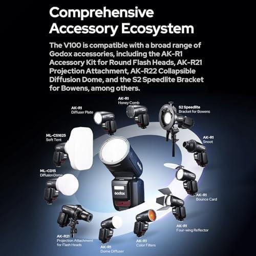 Flash Inalámbrico Godox V100N 100Ws para Cámara Nikon