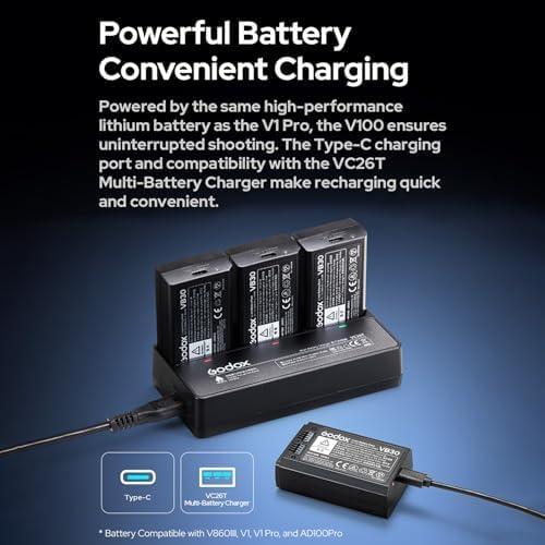 Flash Inalámbrico Godox V100N 100Ws para Cámara Nikon