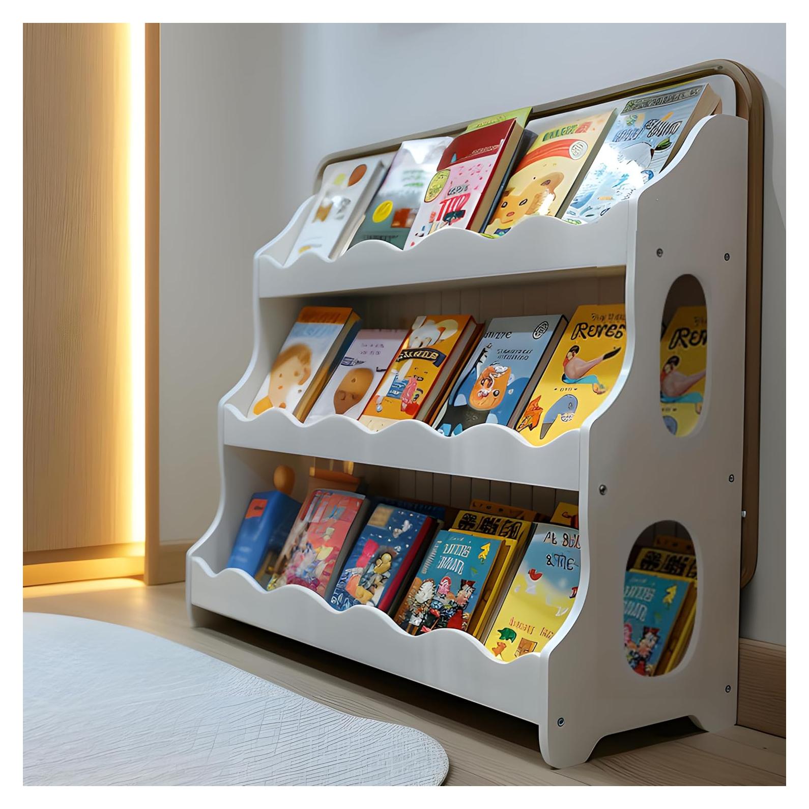 Estante de Libros de Madera AMMEHOELA 3 Niveles Blanco 80x25x85 cm