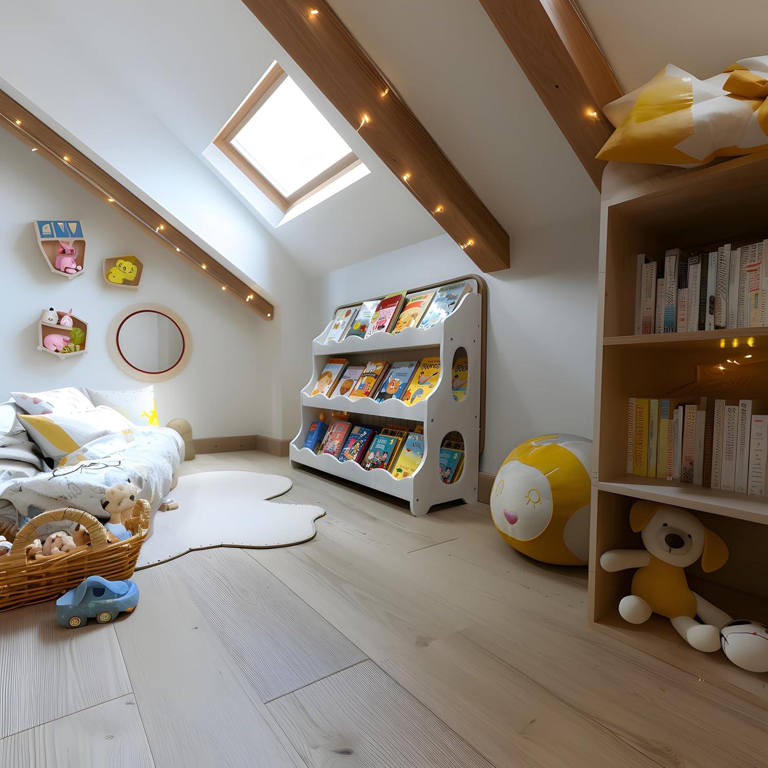 Estante de Libros de Madera AMMEHOELA 3 Niveles Blanco 80x25x85 cm