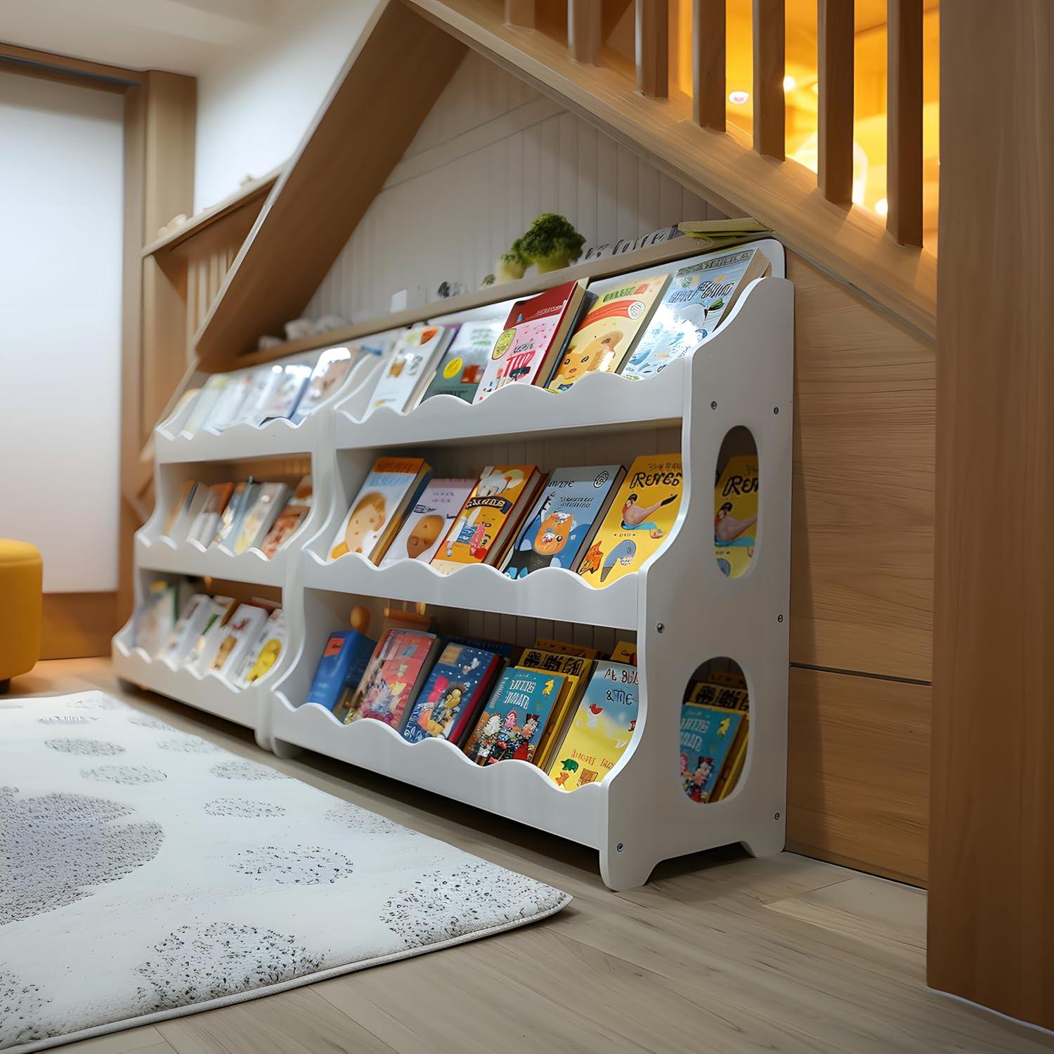 Estante de Libros de Madera AMMEHOELA 3 Niveles Blanco 80x25x85 cm