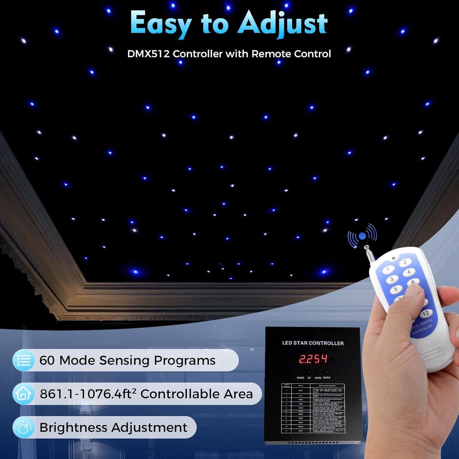 Cortina LED Estelar GuxiLian 6x3m Azul y Blanca para Eventos