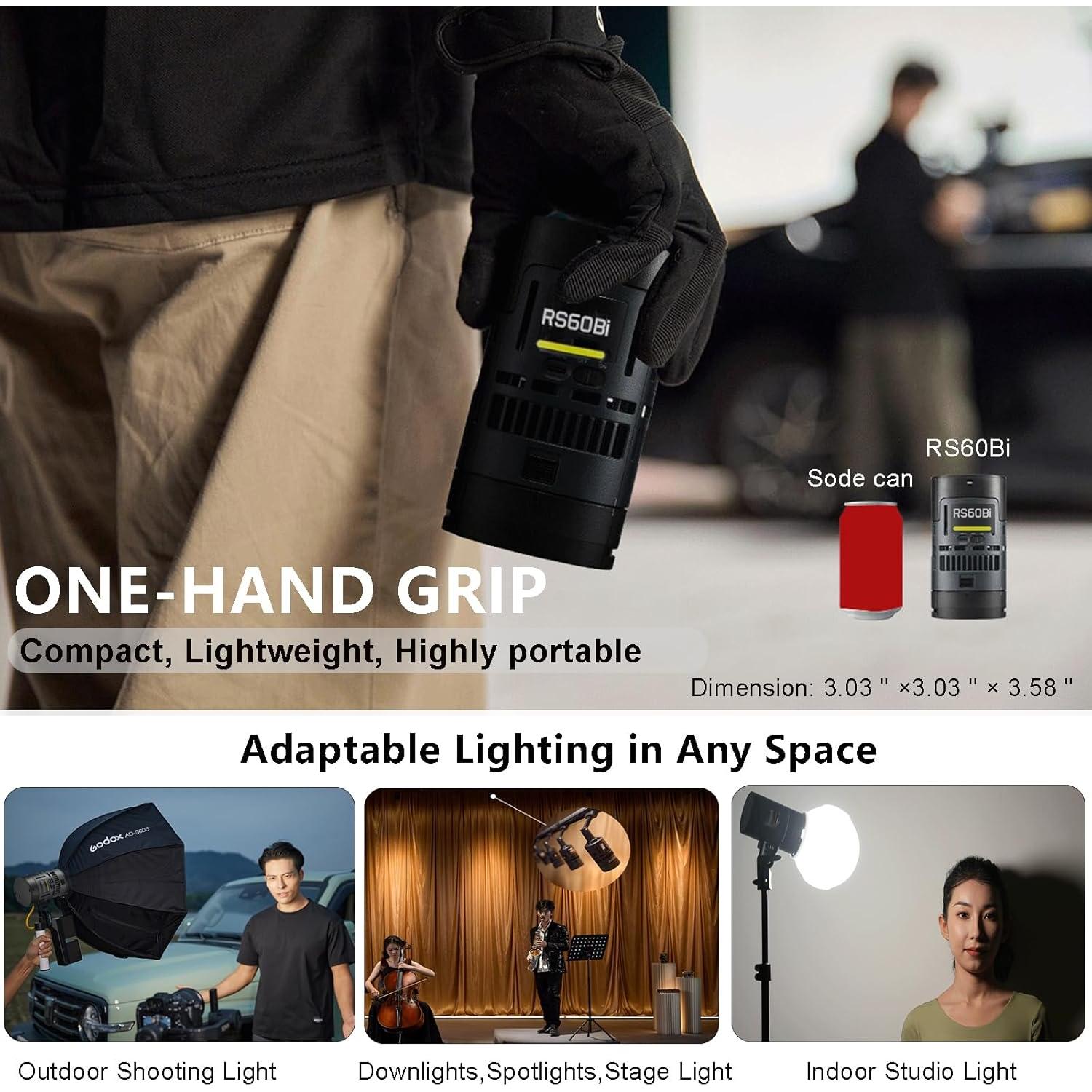 Kit de Luz LED Godox RS60Bi 60W Bicolor para Video y Fotografía