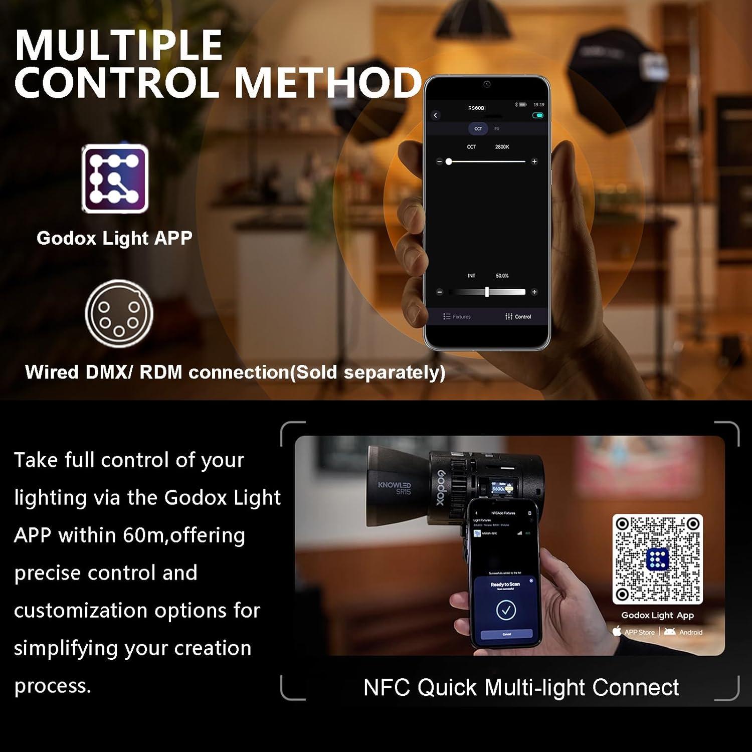 Kit de Luz LED Godox RS60Bi 60W Bicolor para Video y Fotografía