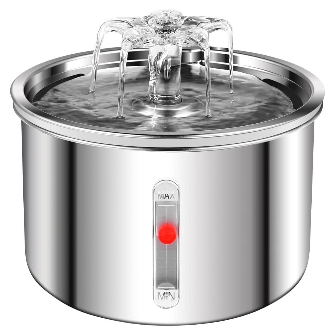 Fuente de Agua para Gatos AZZXZQYU 2L Acero Inoxidable Silenciosa